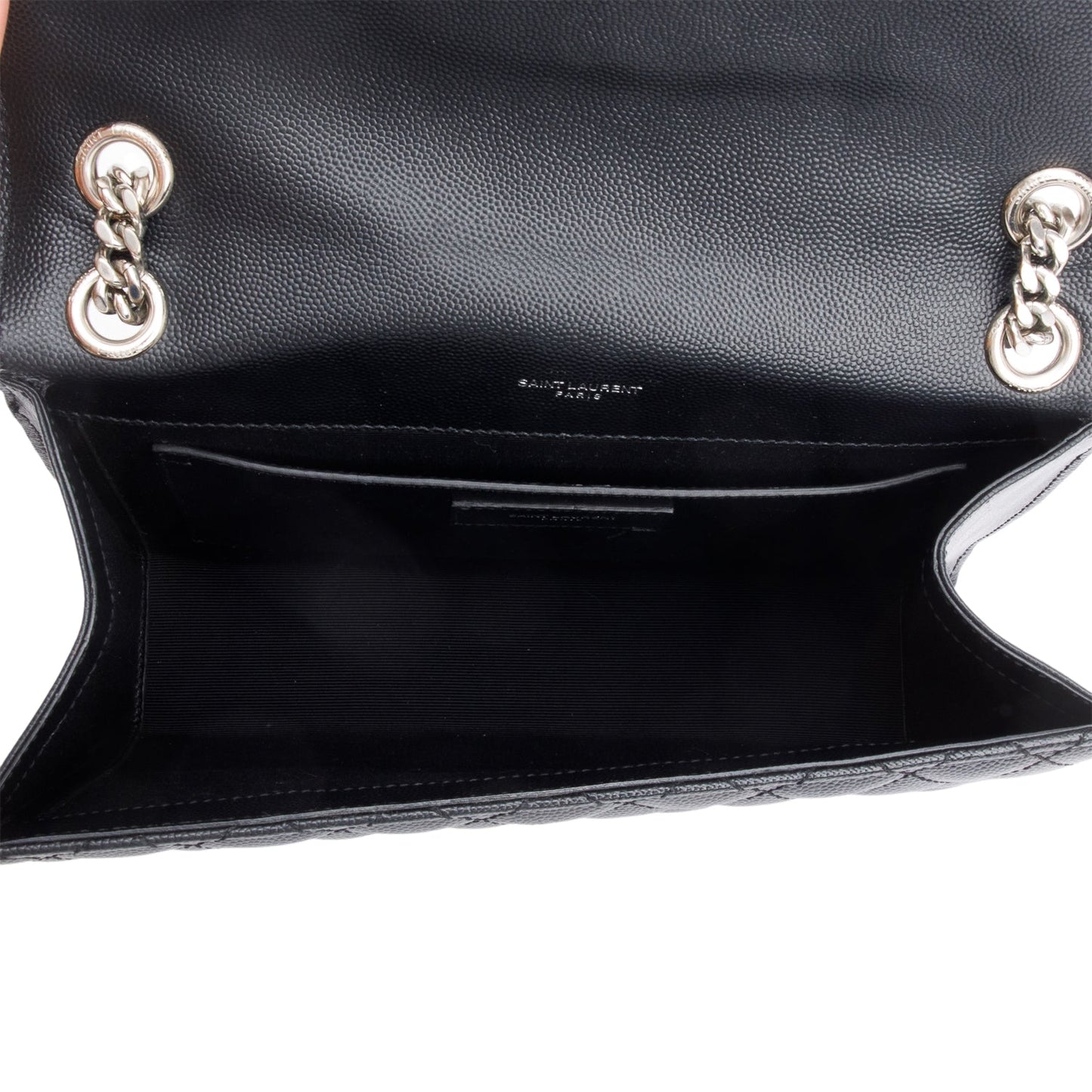Saint Laurent Black Grained De Poudre Medium Envelope Shoulder Bag