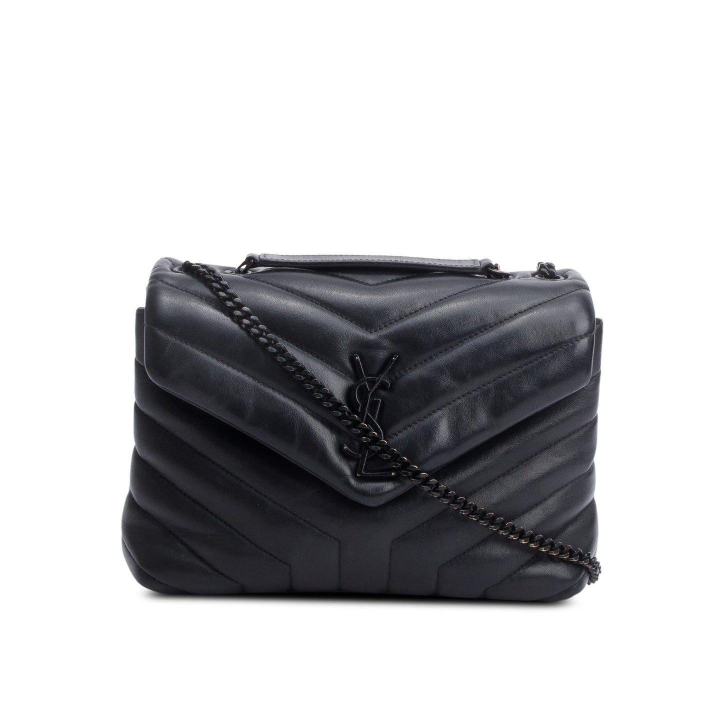 Saint Laurent So Black Quilted Leather Small Loulou Shoulder Bag