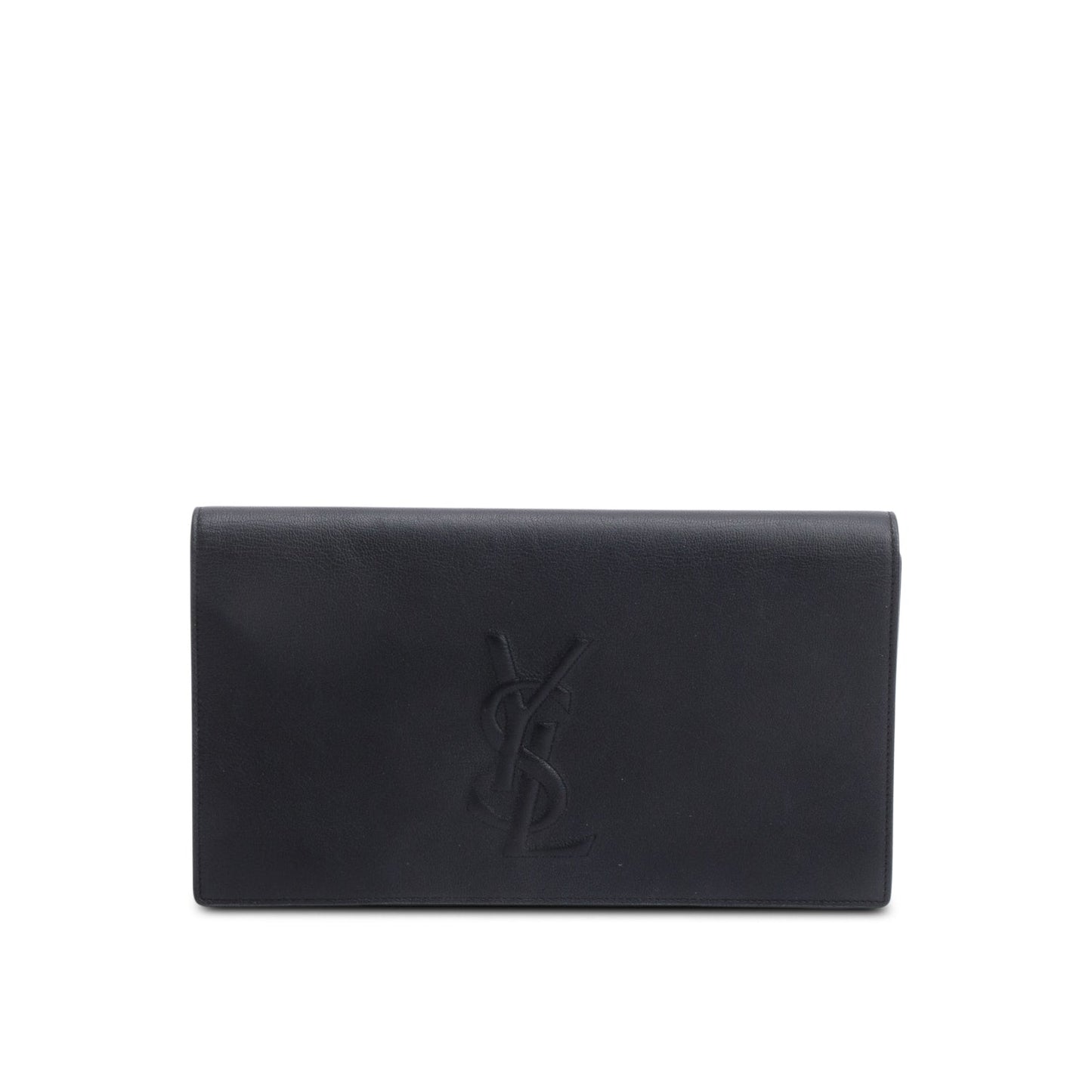 Saint Laurent Black Leather Large Belle de Jour Clutch