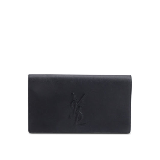 Saint Laurent Black Leather Large Belle de Jour Clutch
