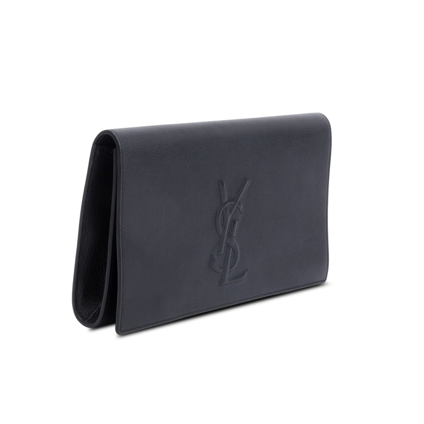 Saint Laurent Black Leather Large Belle de Jour Clutch