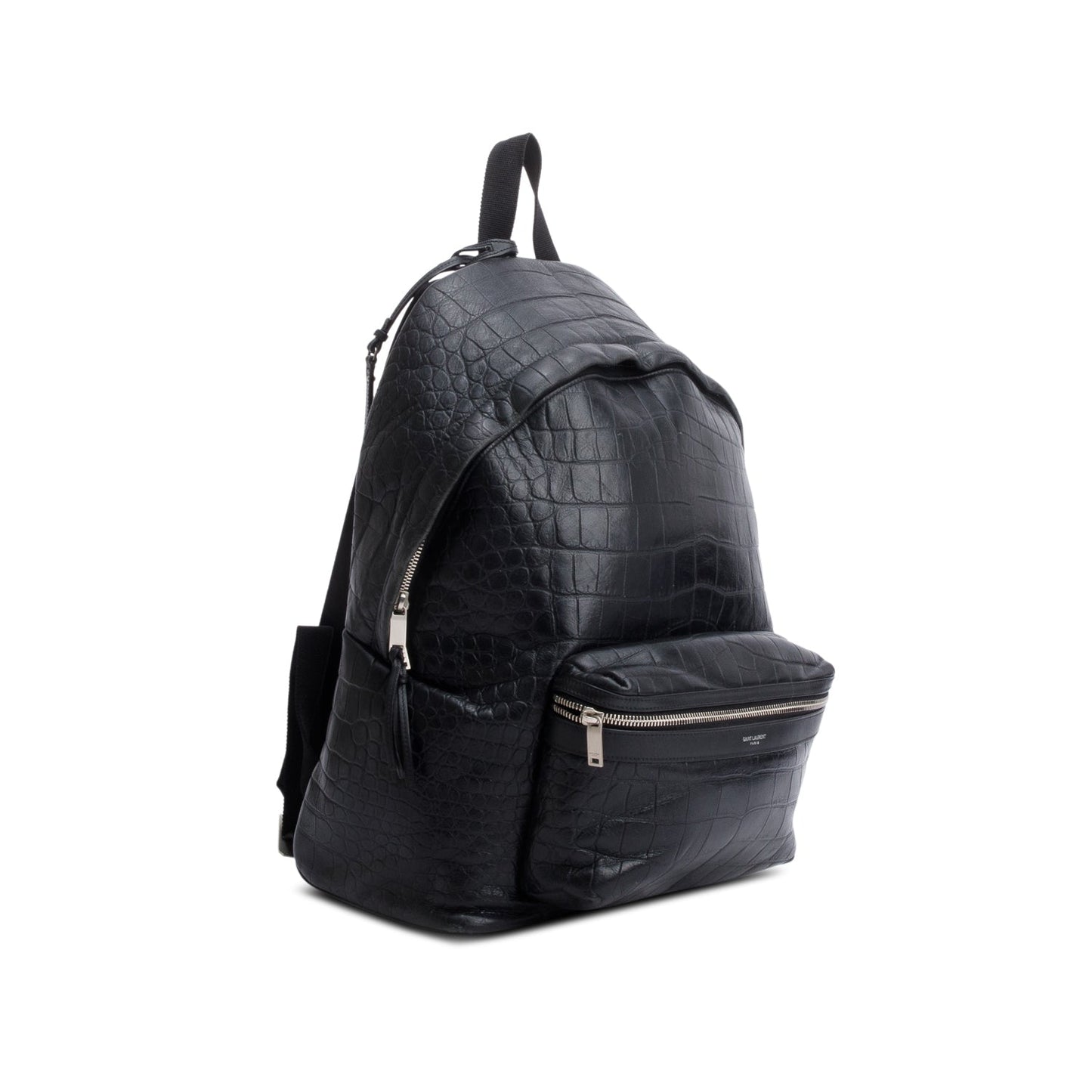 Saint Laurent 2020 Black Crocodile-Embossed Calfskin Leather City Backpack