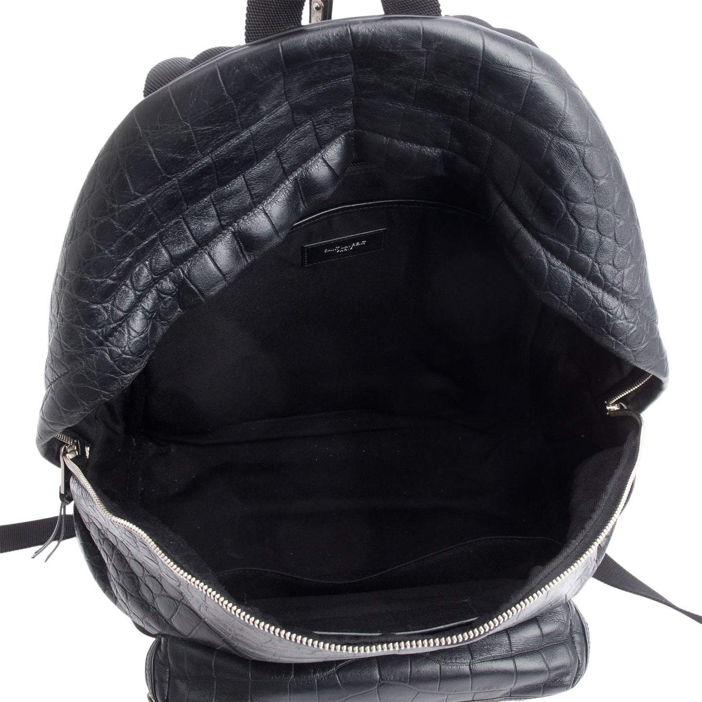 Saint Laurent 2020 Black Crocodile-Embossed Calfskin Leather City Backpack