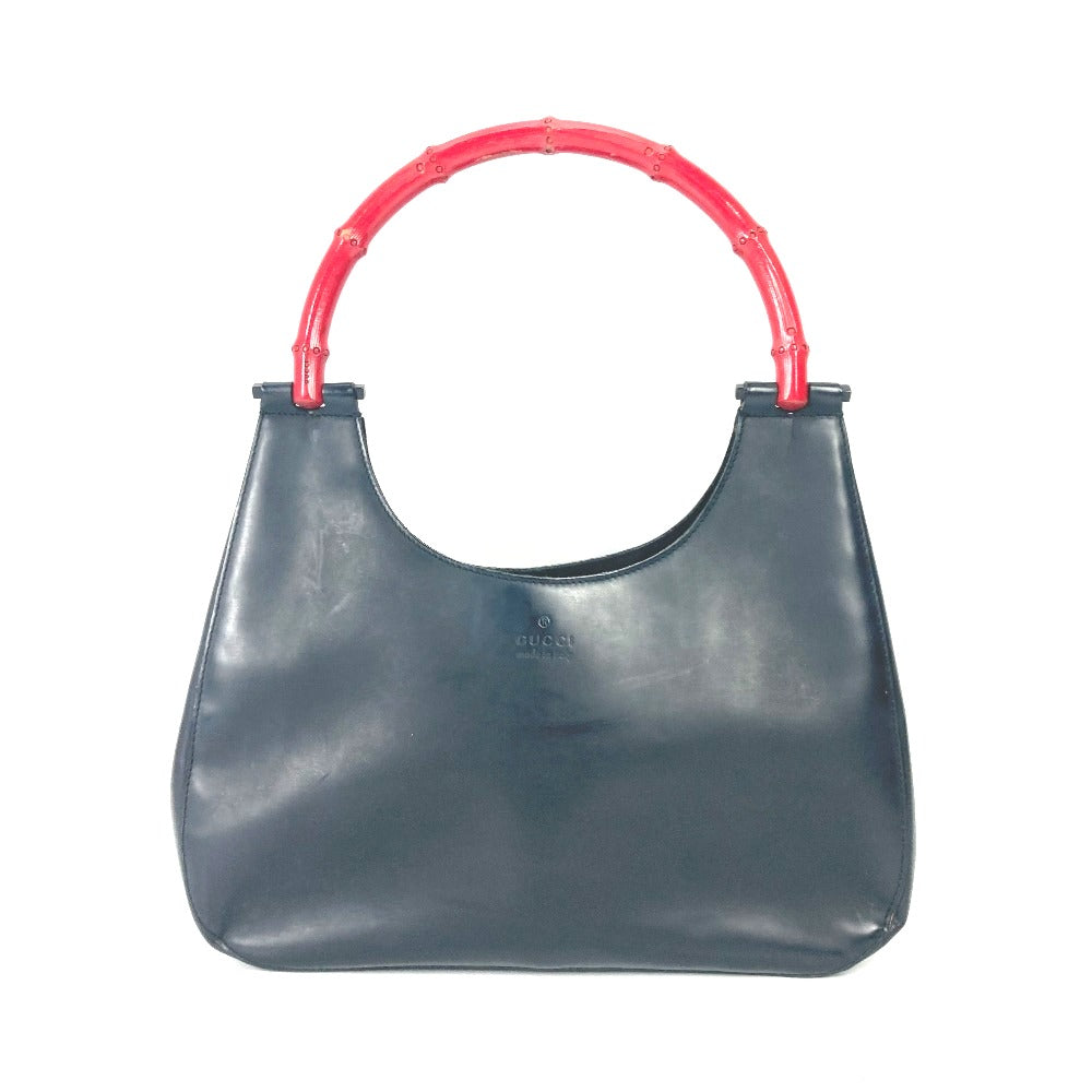 GUCCI Handbag 001 3789 leather black vintage Bamboo