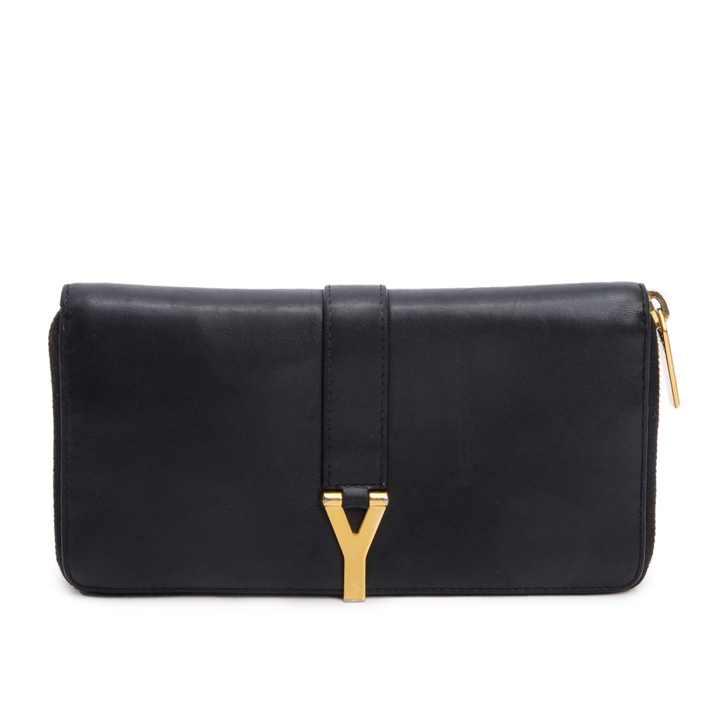 Saint Laurent Black Calfskin Y Ligne Zip Around Wallet