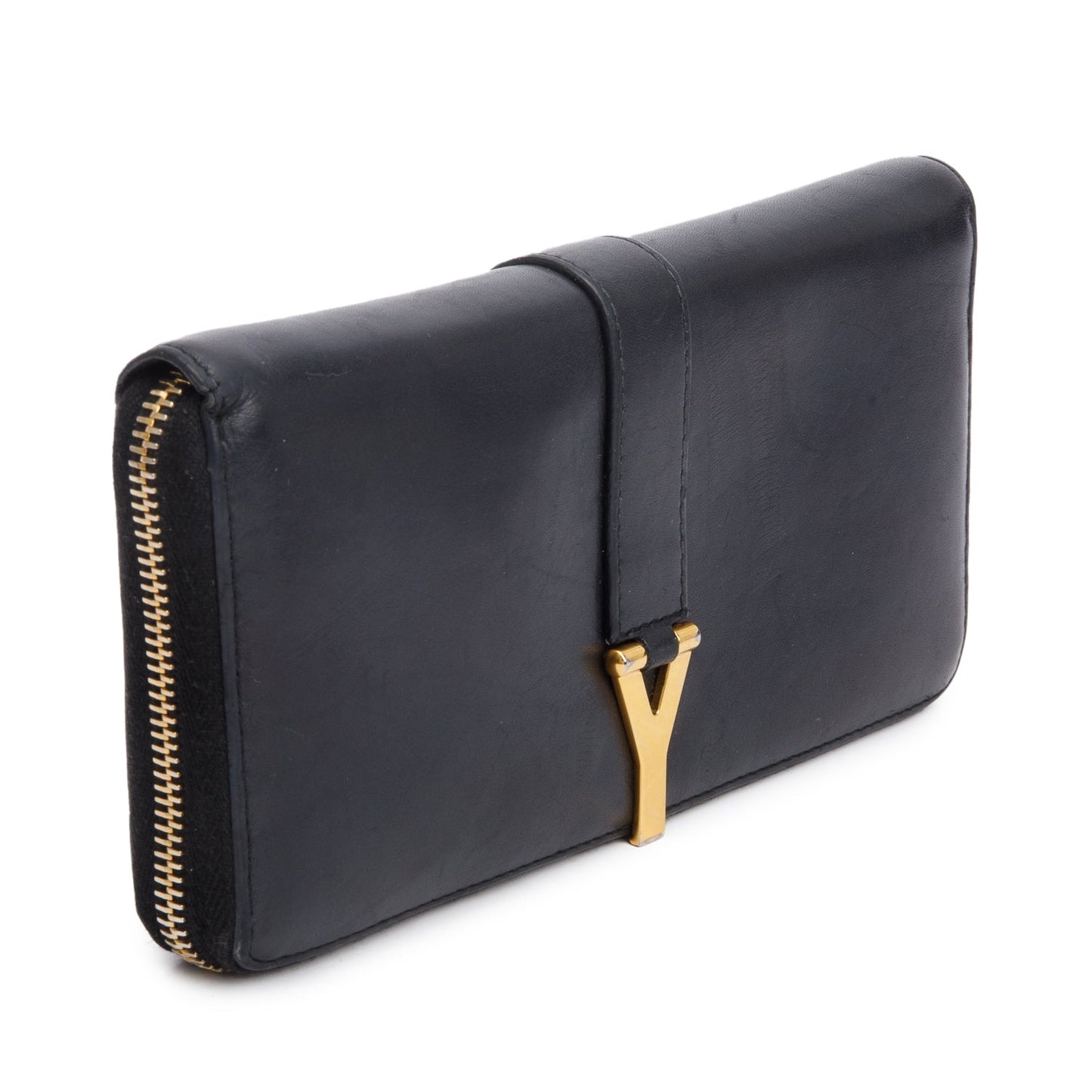 Saint Laurent Black Calfskin Y Ligne Zip Around Wallet