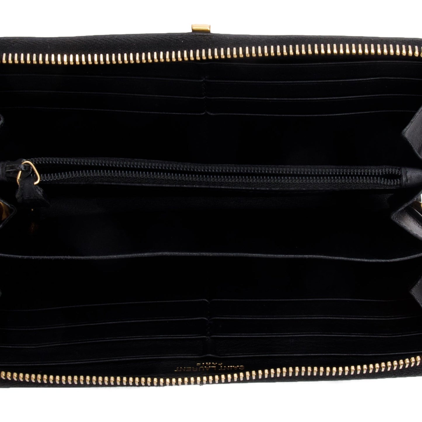 Saint Laurent Black Calfskin Y Ligne Zip Around Wallet