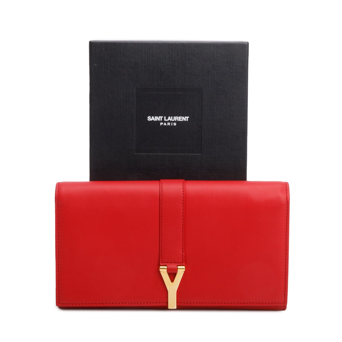 Saint Laurent Red Calfskin Classic Y Ligne Wallet