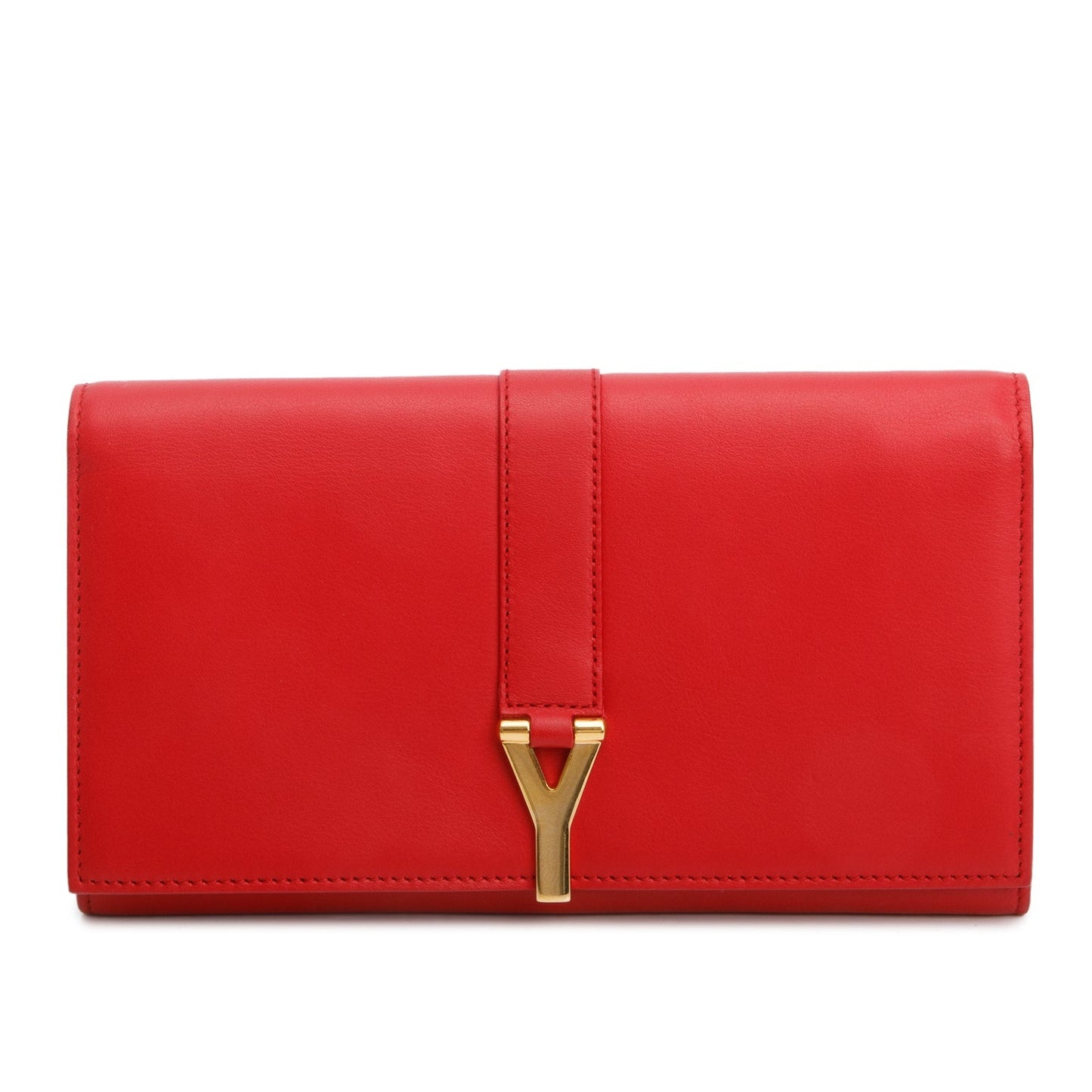 Saint Laurent Red Calfskin Classic Y Ligne Wallet