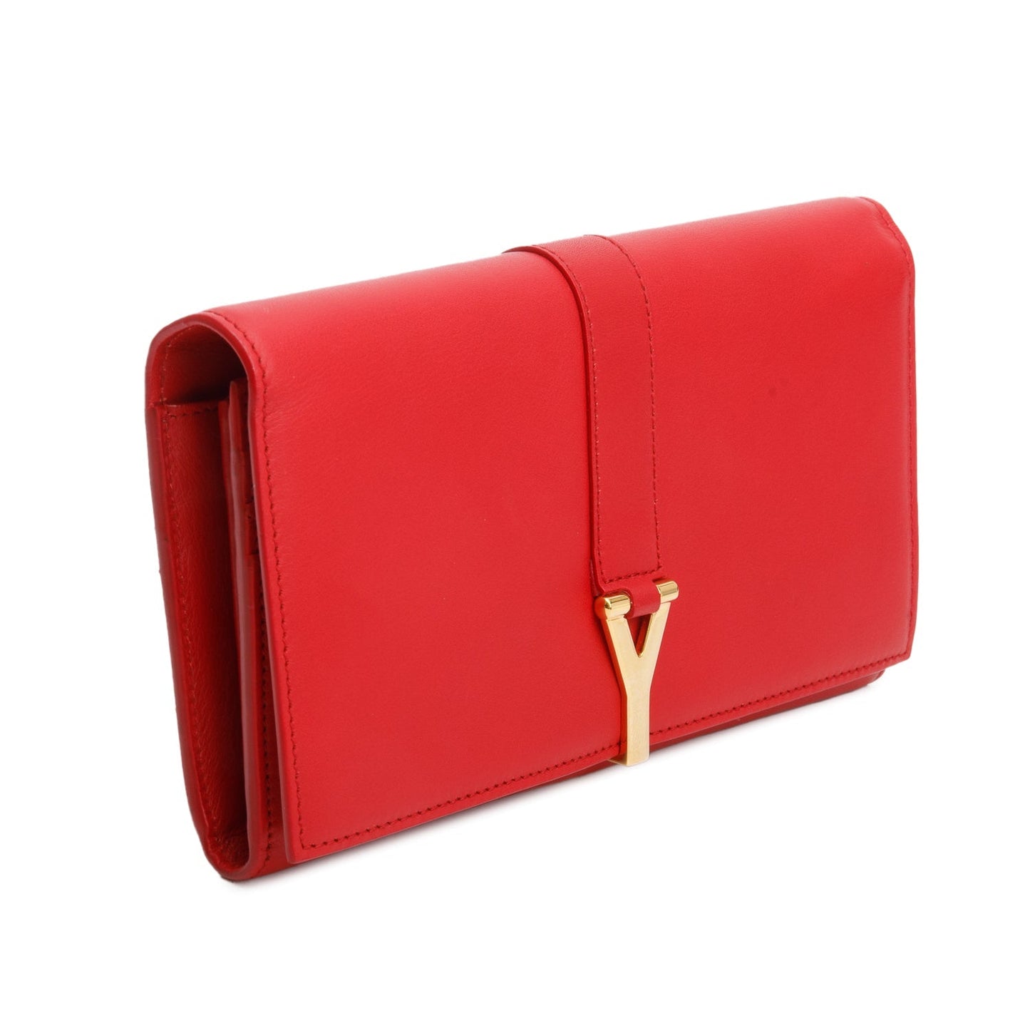 Saint Laurent Red Calfskin Classic Y Ligne Wallet