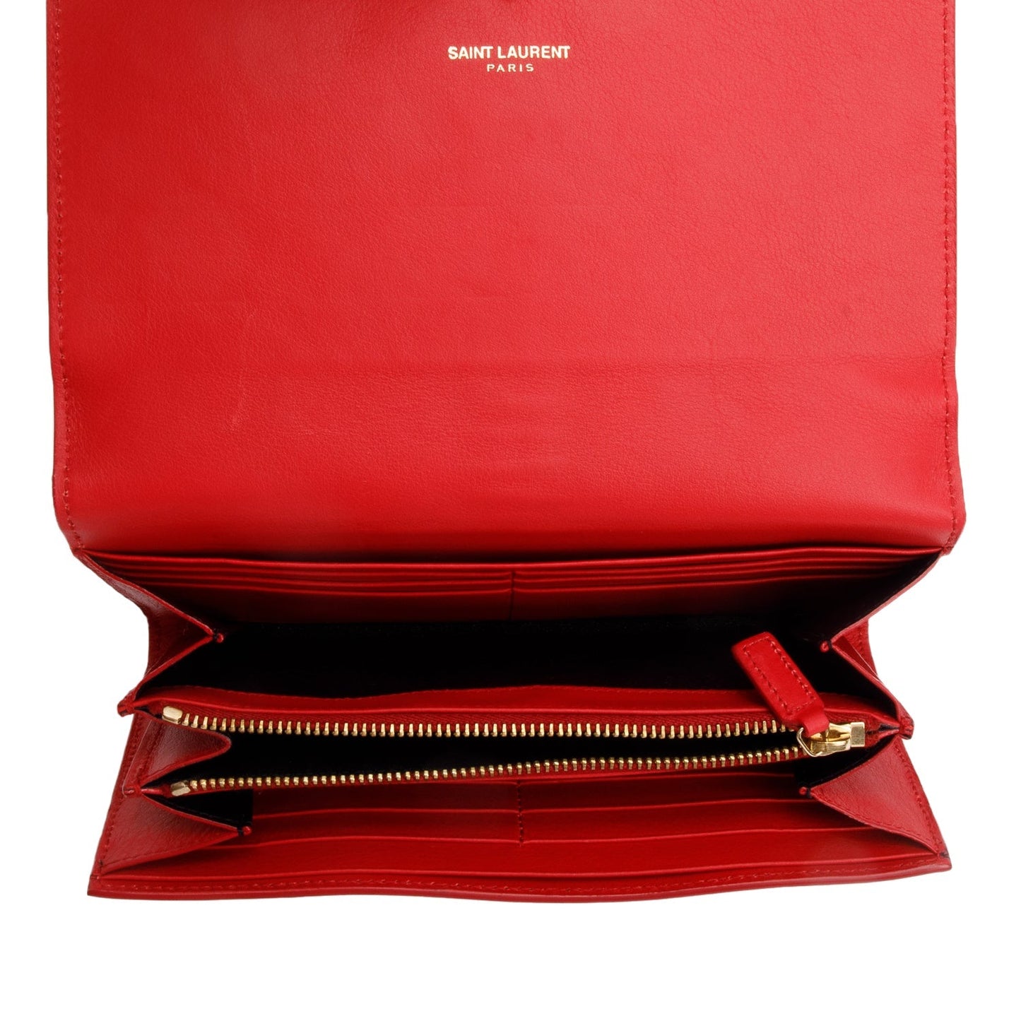 Saint Laurent Red Calfskin Classic Y Ligne Wallet