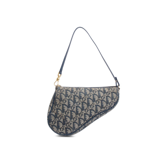 Christian Dior Navy Diorissimo Saddle Pochette