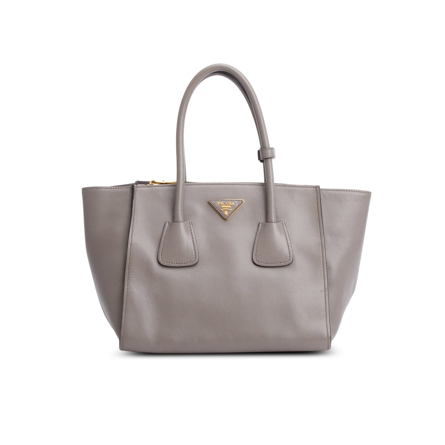 Prada Grey City Calf Small Twin Pocket Tote