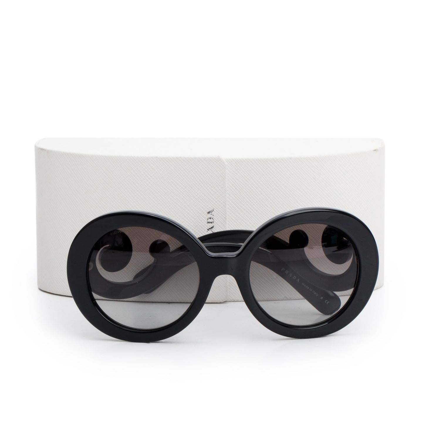 Prada SPR27N Black Acetate Classic Spiral Sunglasses