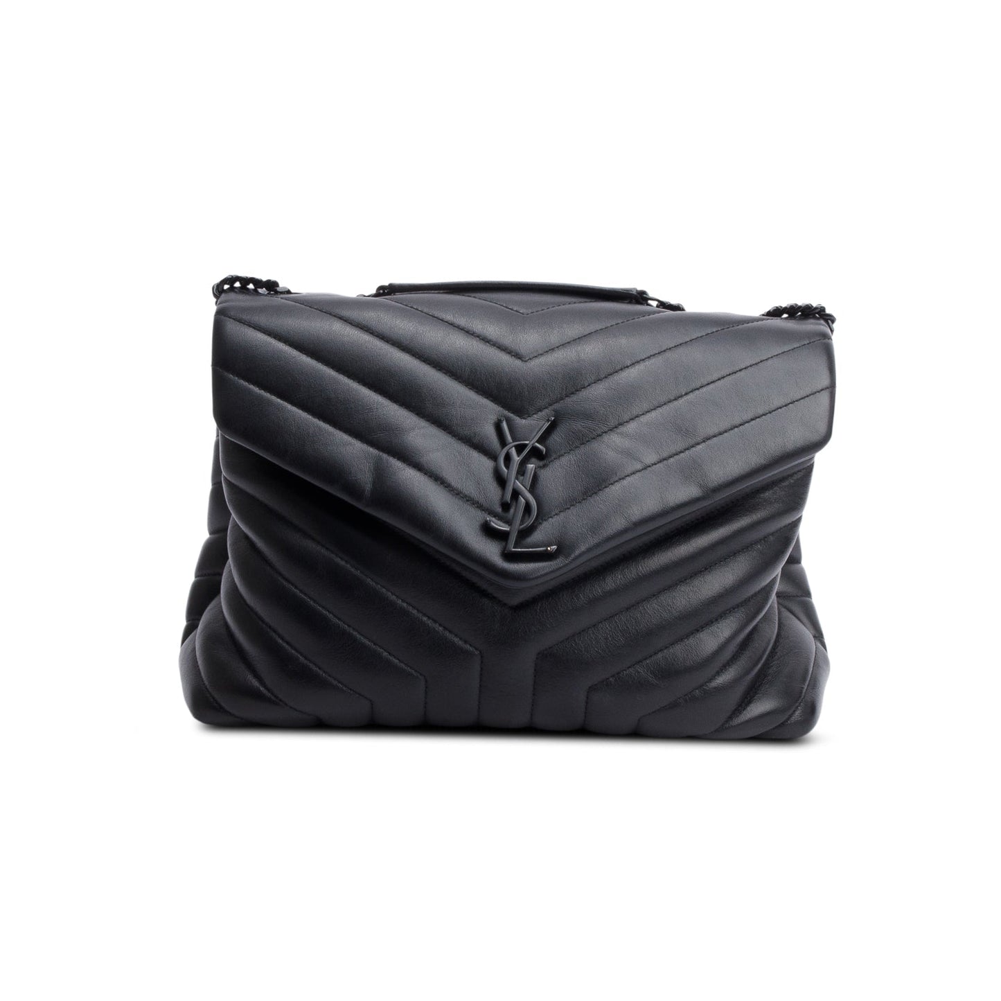 Saint Laurent So Black Quilted Leather Medium Loulou Monogram Shoulder Bag