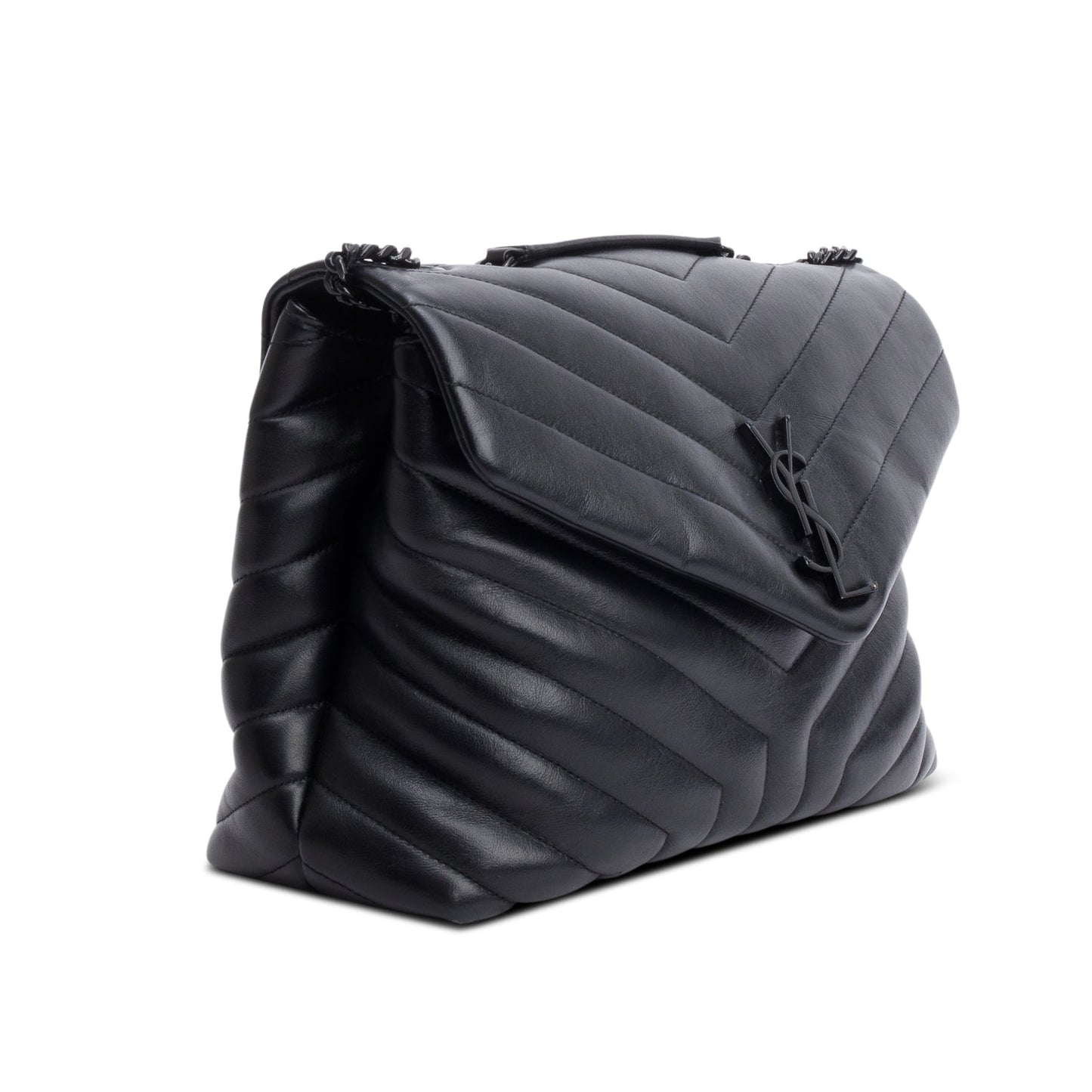Saint Laurent So Black Quilted Leather Medium Loulou Monogram Shoulder Bag