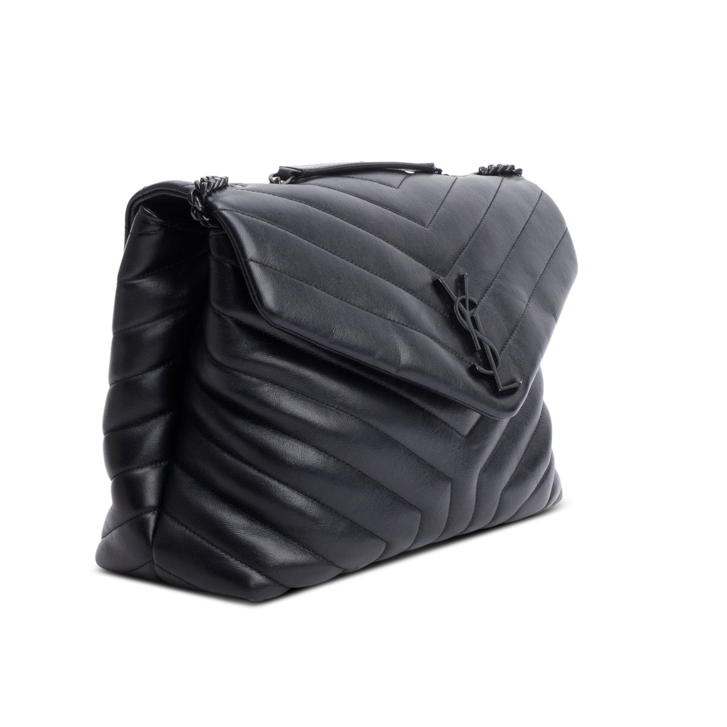 Saint Laurent So Black Quilted Leather Medium Loulou Monogram Shoulder Bag