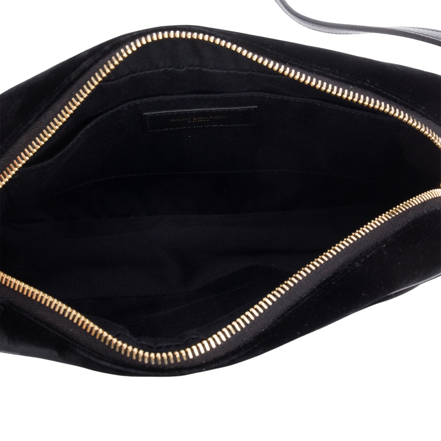 Saint Laurent Black Velvet Medium Lou Chevron Camera Bag