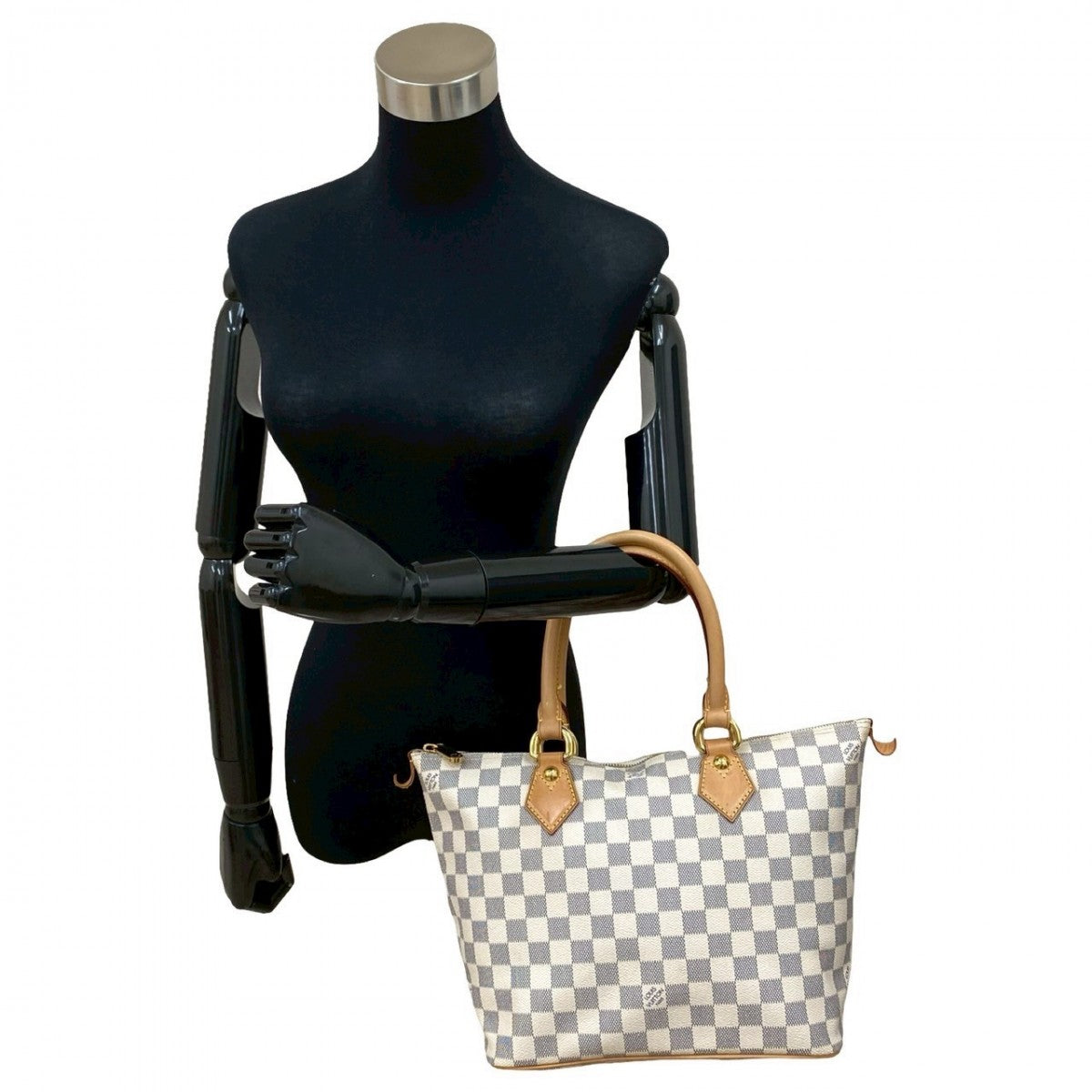 LOUIS VUITTON Tote Bag N51186 Leather, PVC white Damier Azur Saleya PM Women