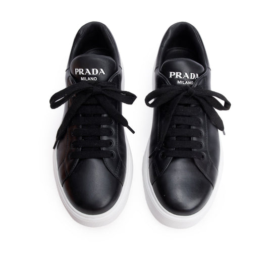 Prada 2022 Black Leather Platform Sneakers, Size 8
