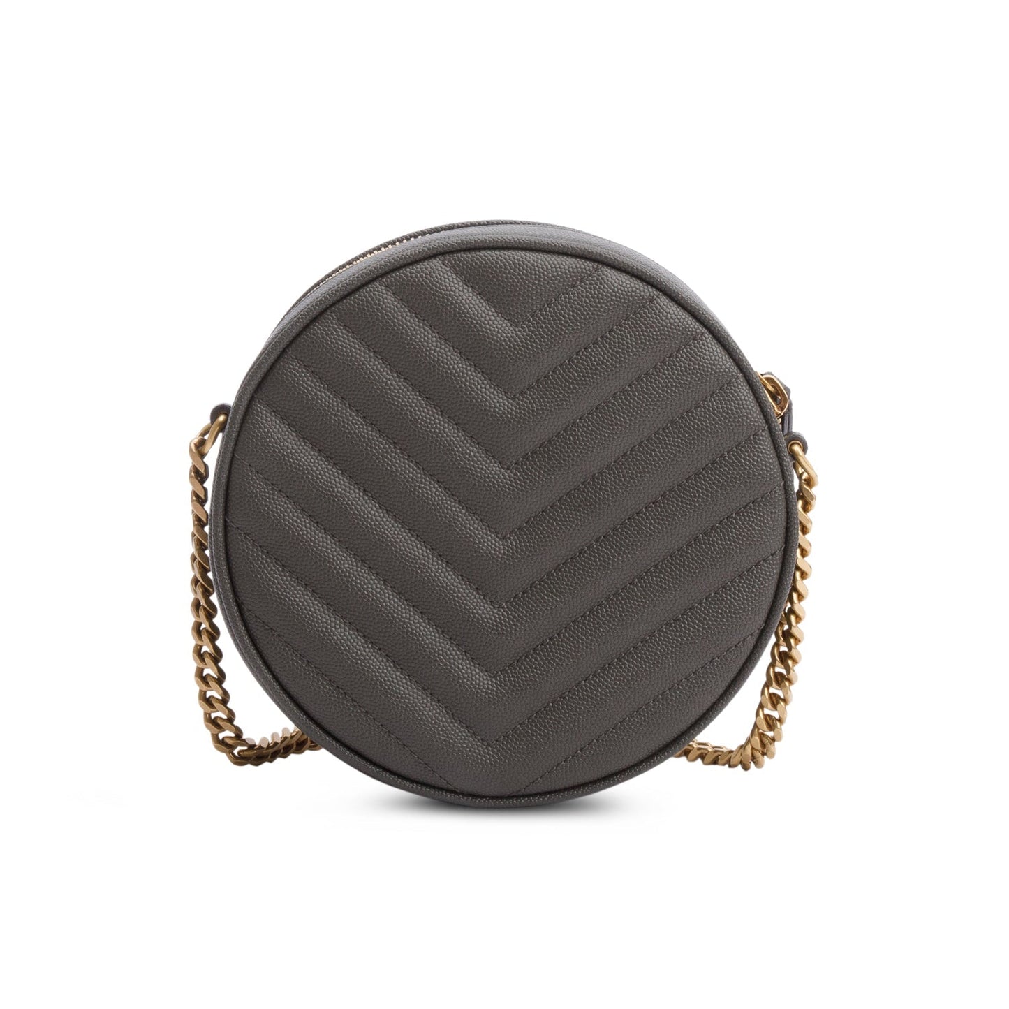 Saint Laurent 2020 Grey Matelasse Leather Chevron Quilted Round Camera Bag
