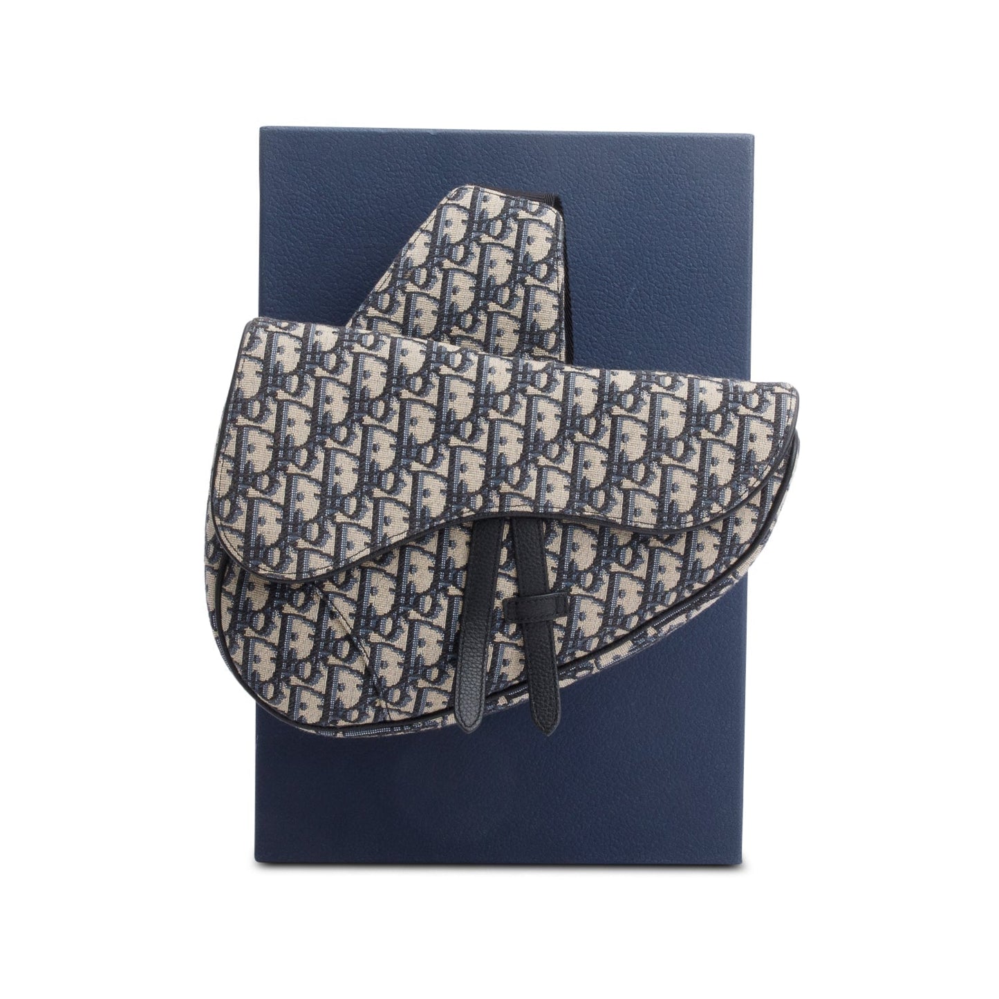 Christian Dior 2022 Navy Oblique Canvas Jacquard Saddle Bag