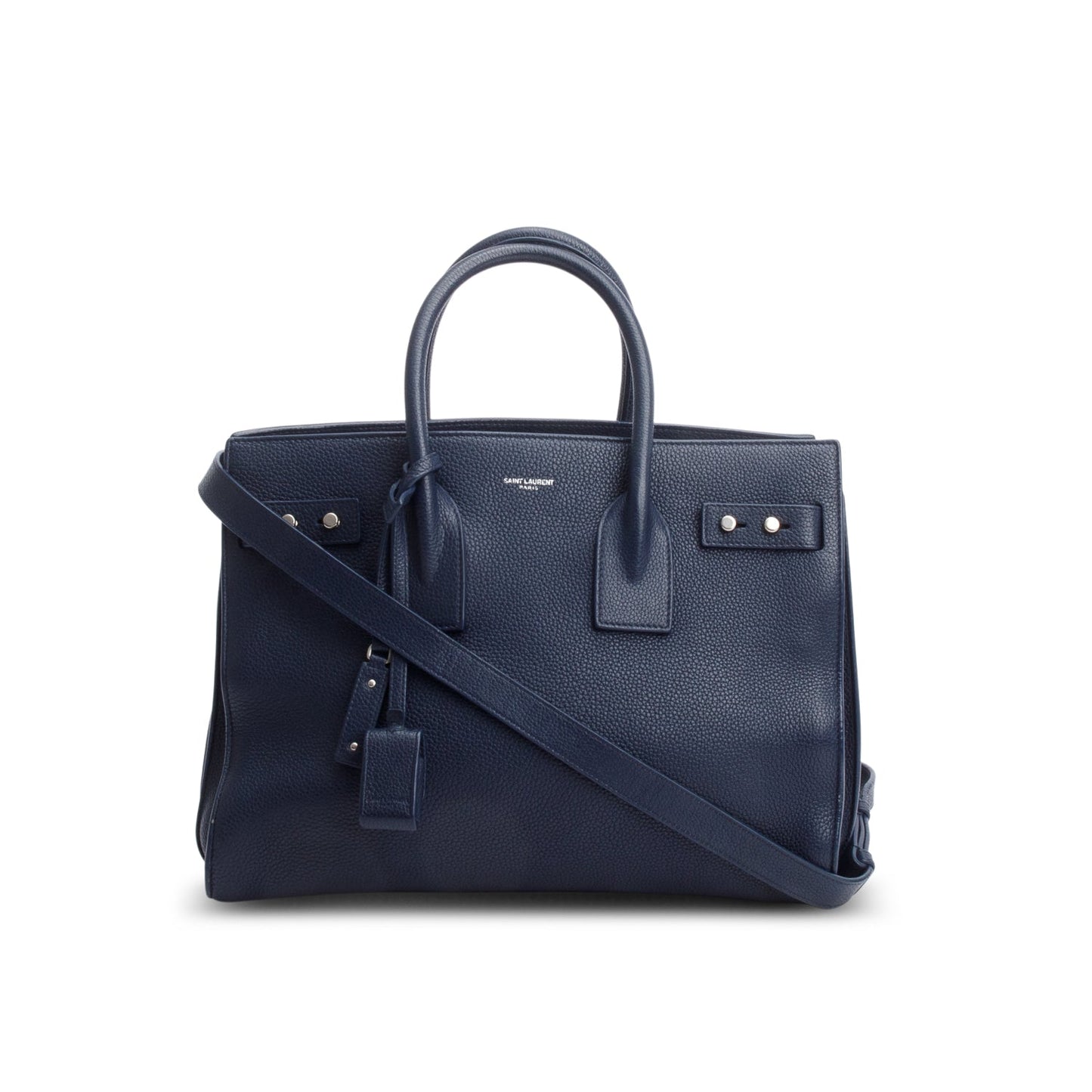 Saint Laurent Navy Supple Grained Leather Small Sac De Jour