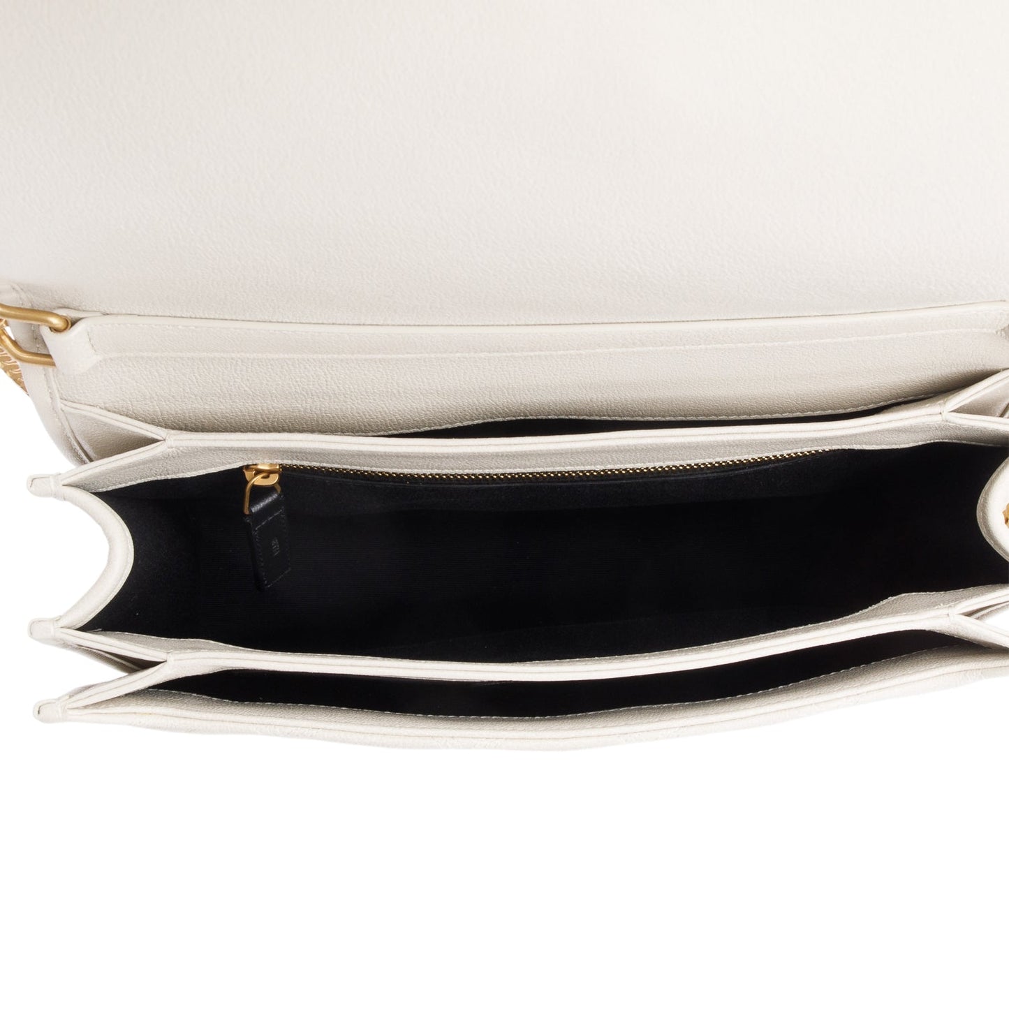 Saint Laurent Ivory Quilted Leather Small Becky Chain Bag