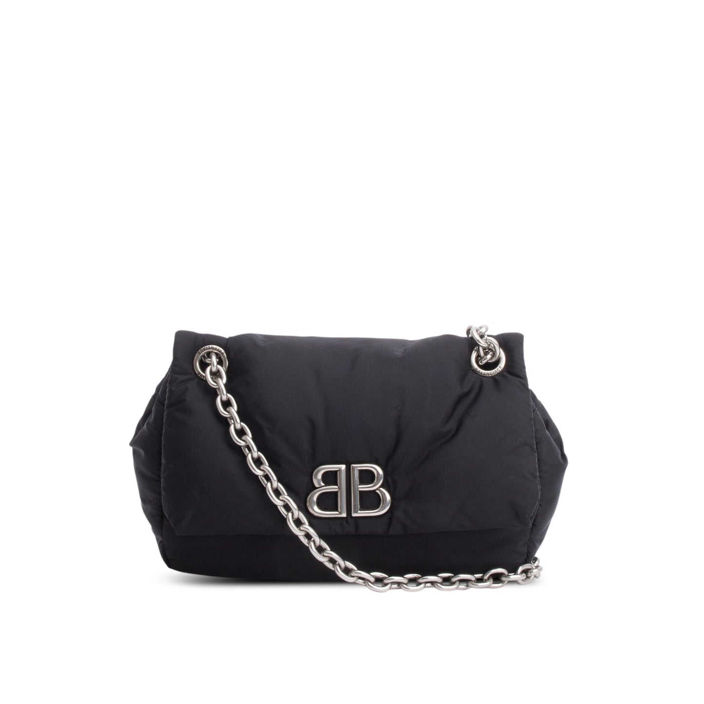 Balenciaga Black Nylon Mini Monaco BB Shoulder Bag