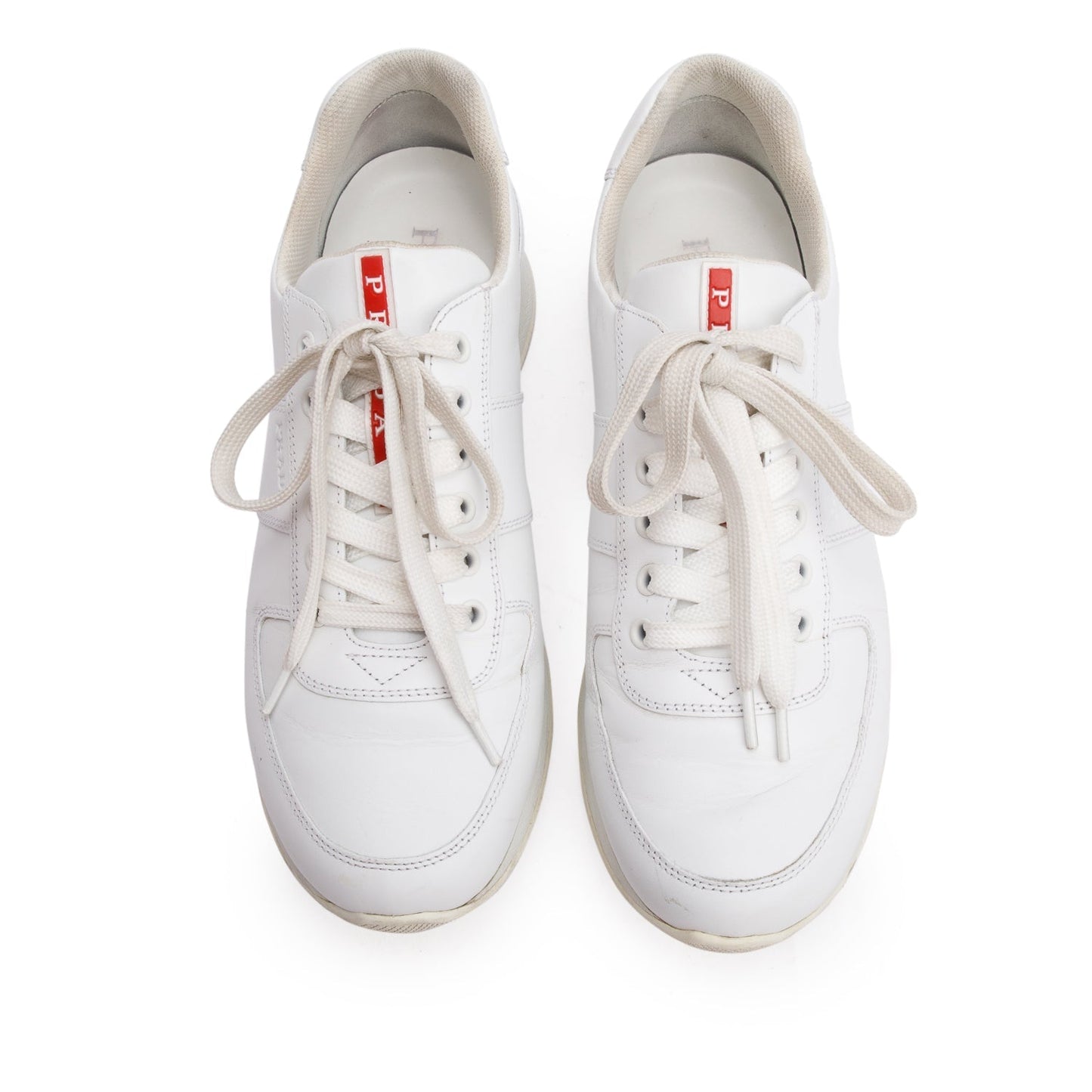 Prada White Leather Sport Sneakers, Men's Size 8.5