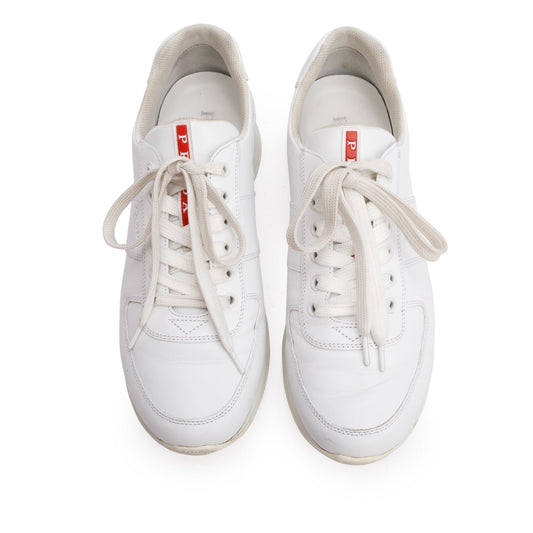 Prada White Leather Sport Sneakers, Men's Size 8.5