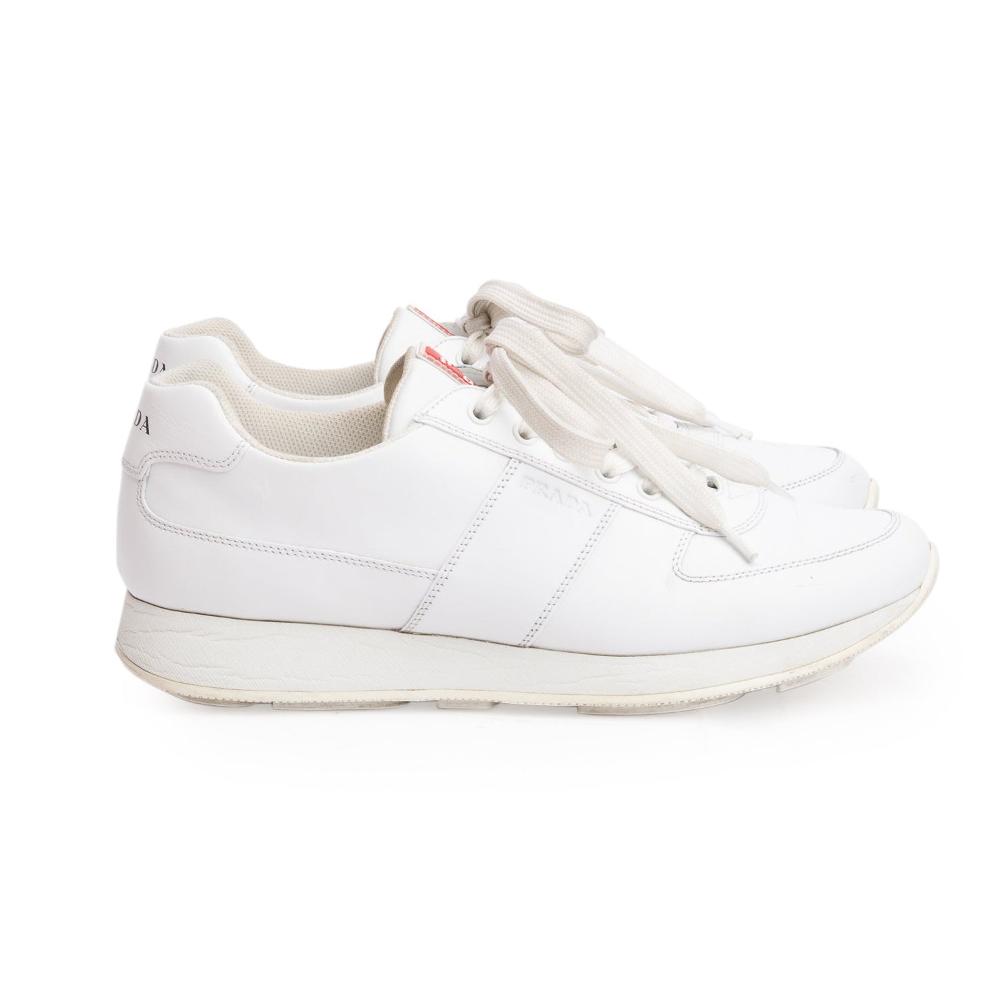 Prada White Leather Sport Sneakers, Men's Size 8.5