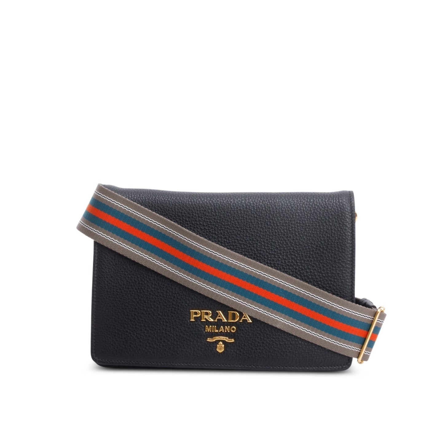 Prada Black Vitello Daino Phenix Flap Crossbody Bag