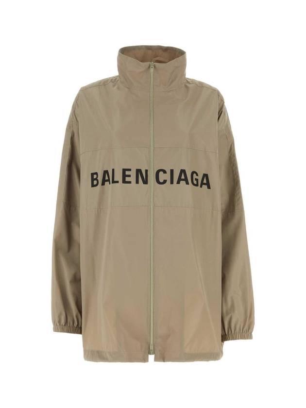 Luxury Balenciaga Trending 2026 Logo Print Zip-up Jacket Beige
