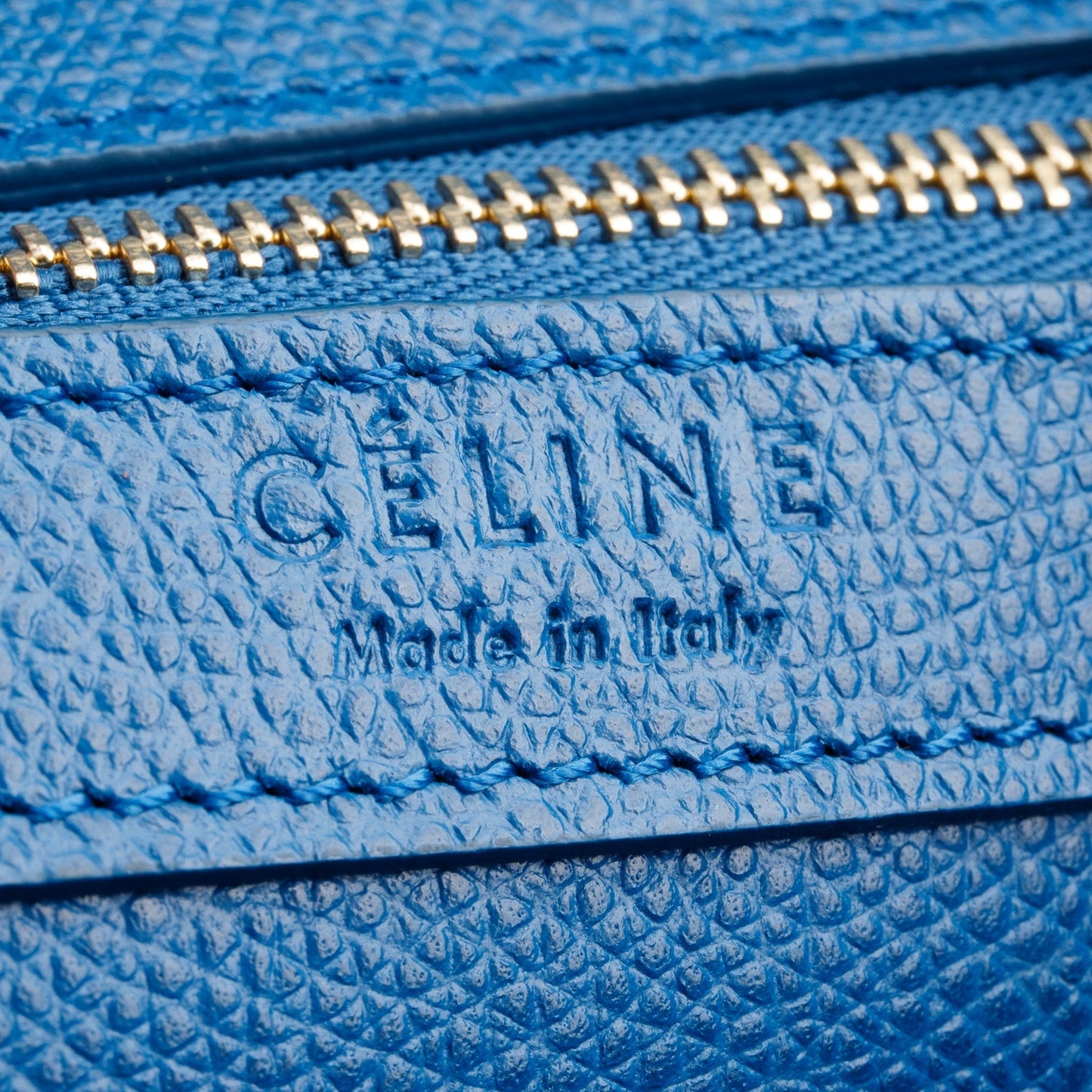 Celine Blue Grained Calfskin Small Vertical Cabas Tote