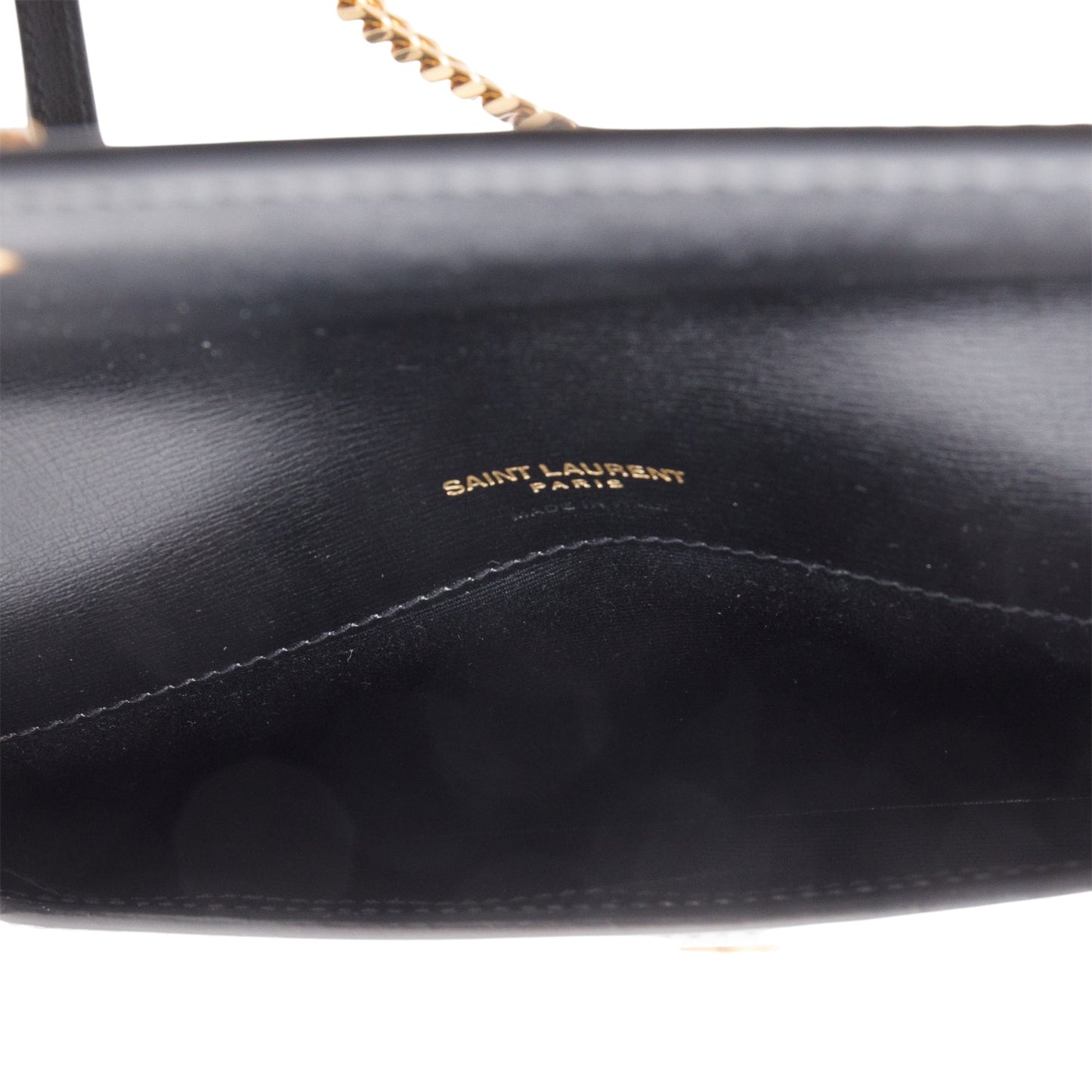 Saint Laurent Black Smooth Calfskin Leather Cassandre Phone Holder