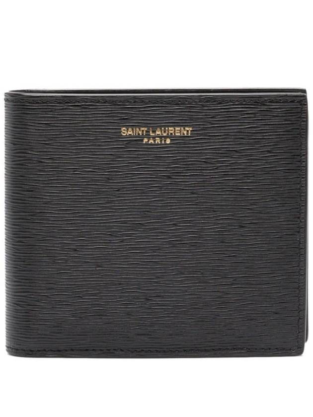 Luxury Saint Laurent Trending 2025 East West Leather Half Wallet Black