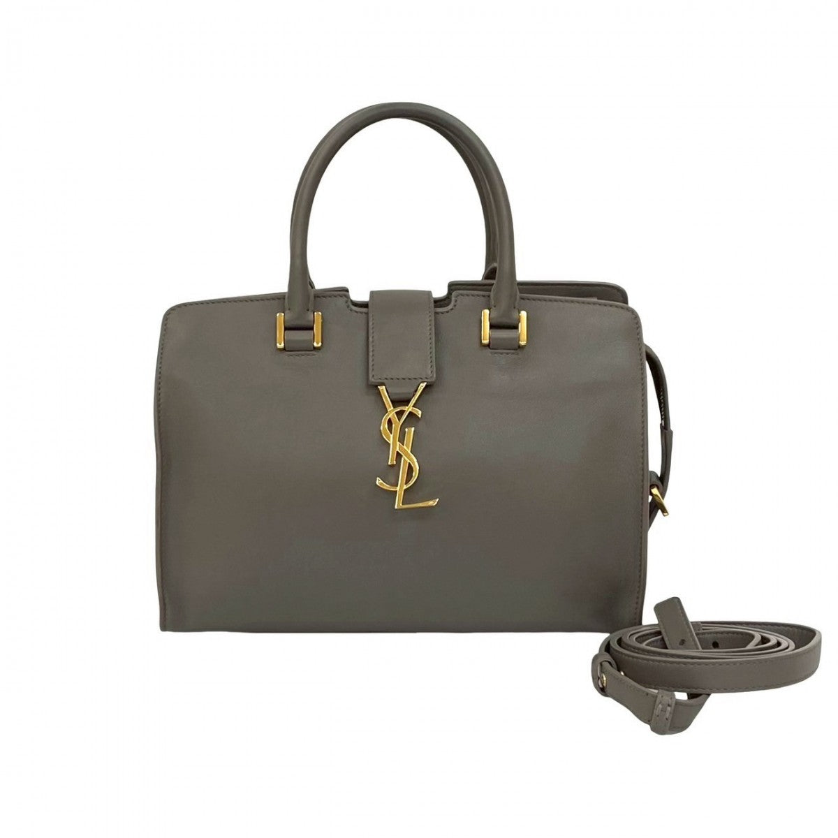 YVES SAINT LAURENT Shoulder Bag leather gray Baby mosquito bus