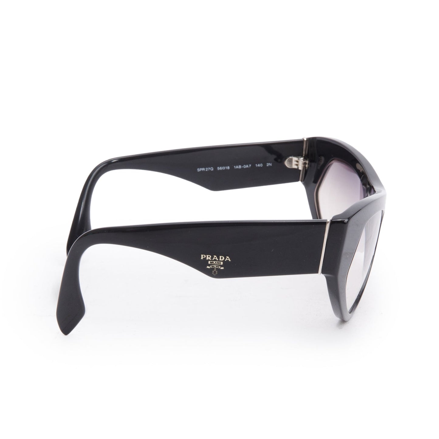 Prada SPR27Q Black Acetate Cat Eye Sunglasses
