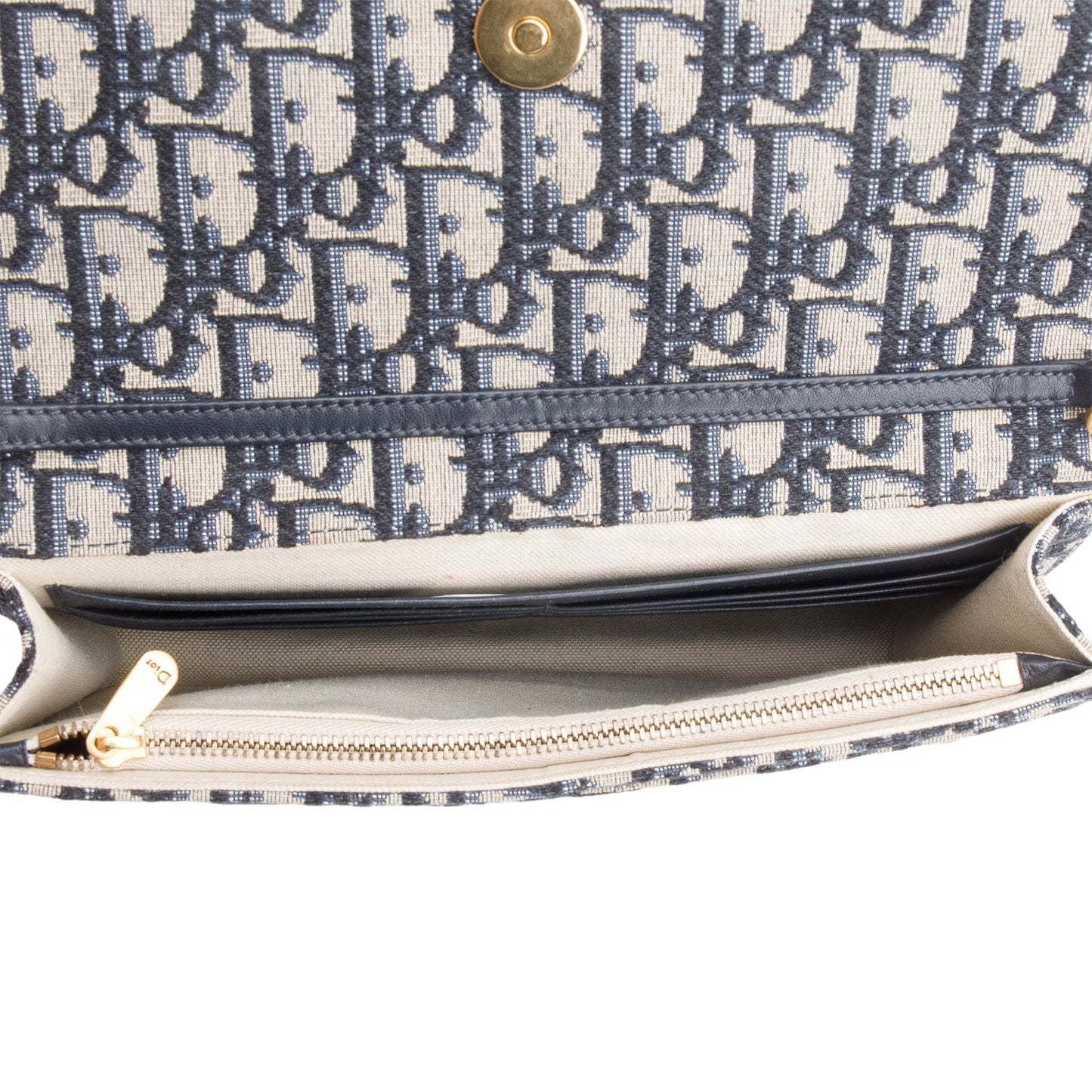 Christian Dior 2021 Blue Oblique Medium Saddle Pouch with Chain