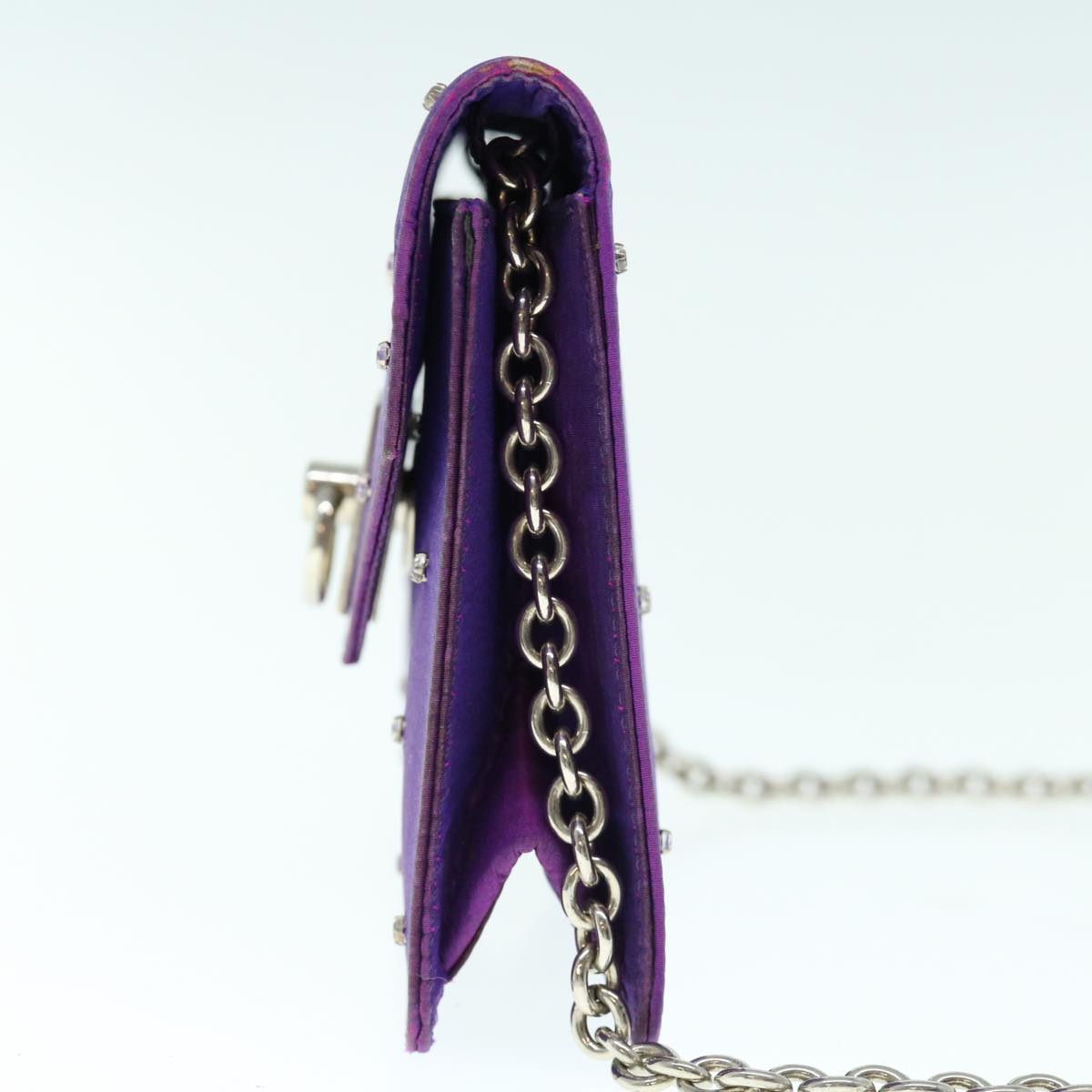 Luxury CELINE Chain Pouch Satin Purple  64134