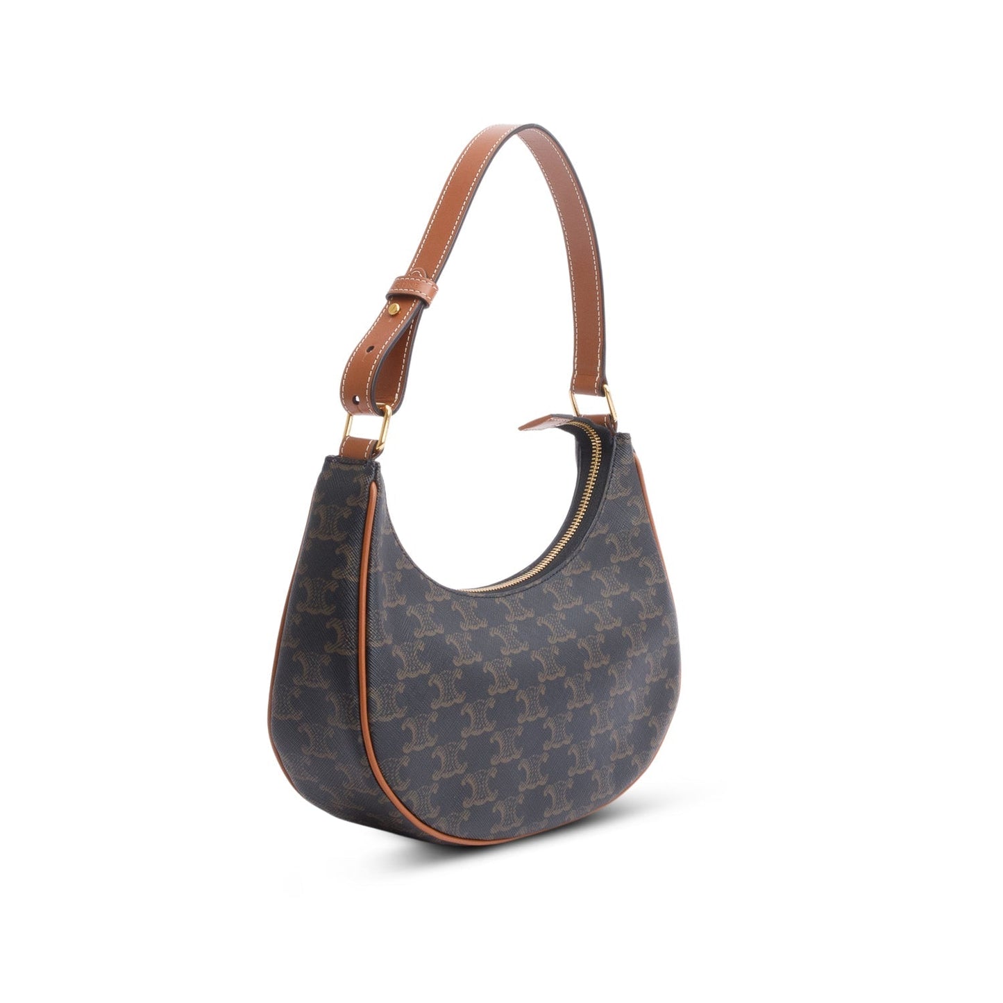 Celine 2022 Brown Triomphe Canvas and Calfskin Ava Shoulder Bag