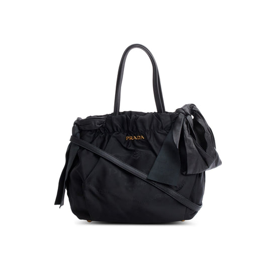 Prada Black Tessuto Bow Nylon Tote Bag