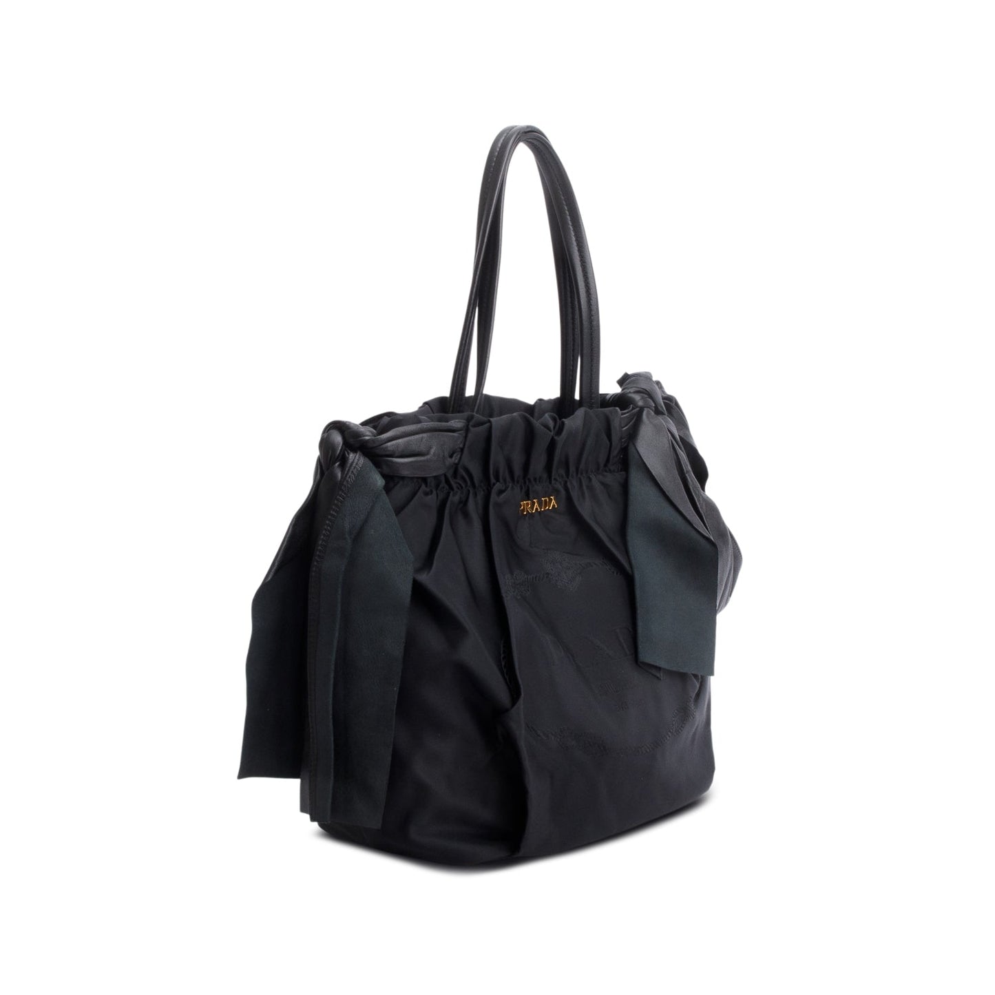 Prada Black Tessuto Bow Nylon Tote Bag