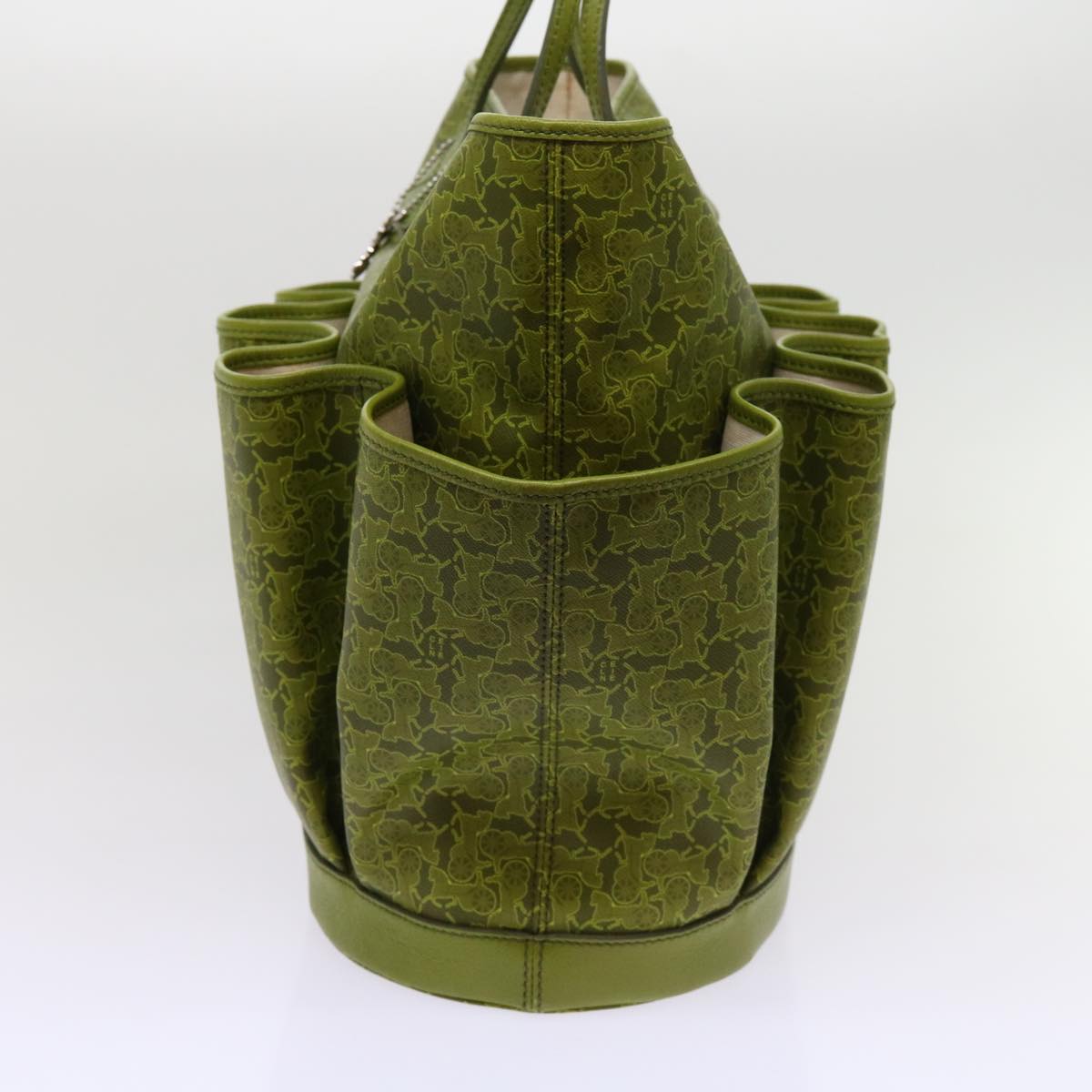 Luxury CELINE Horse Carriage Macadam Canvas Tote Bag Green  64256