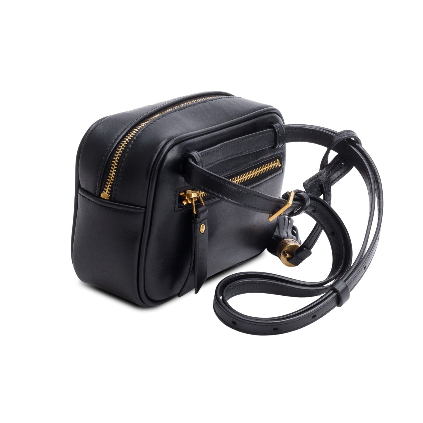 Saint Laurent 2023 Black Chevron Leather Lou Camera Belt Bag