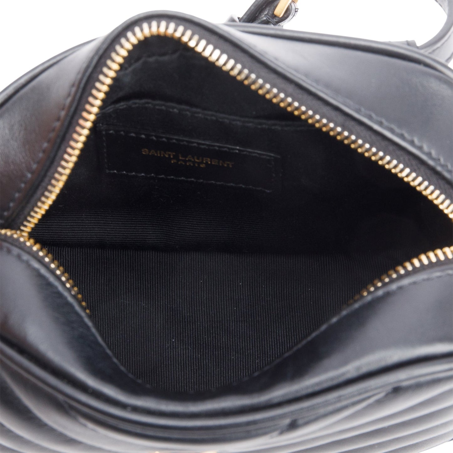 Saint Laurent 2023 Black Chevron Leather Lou Camera Belt Bag