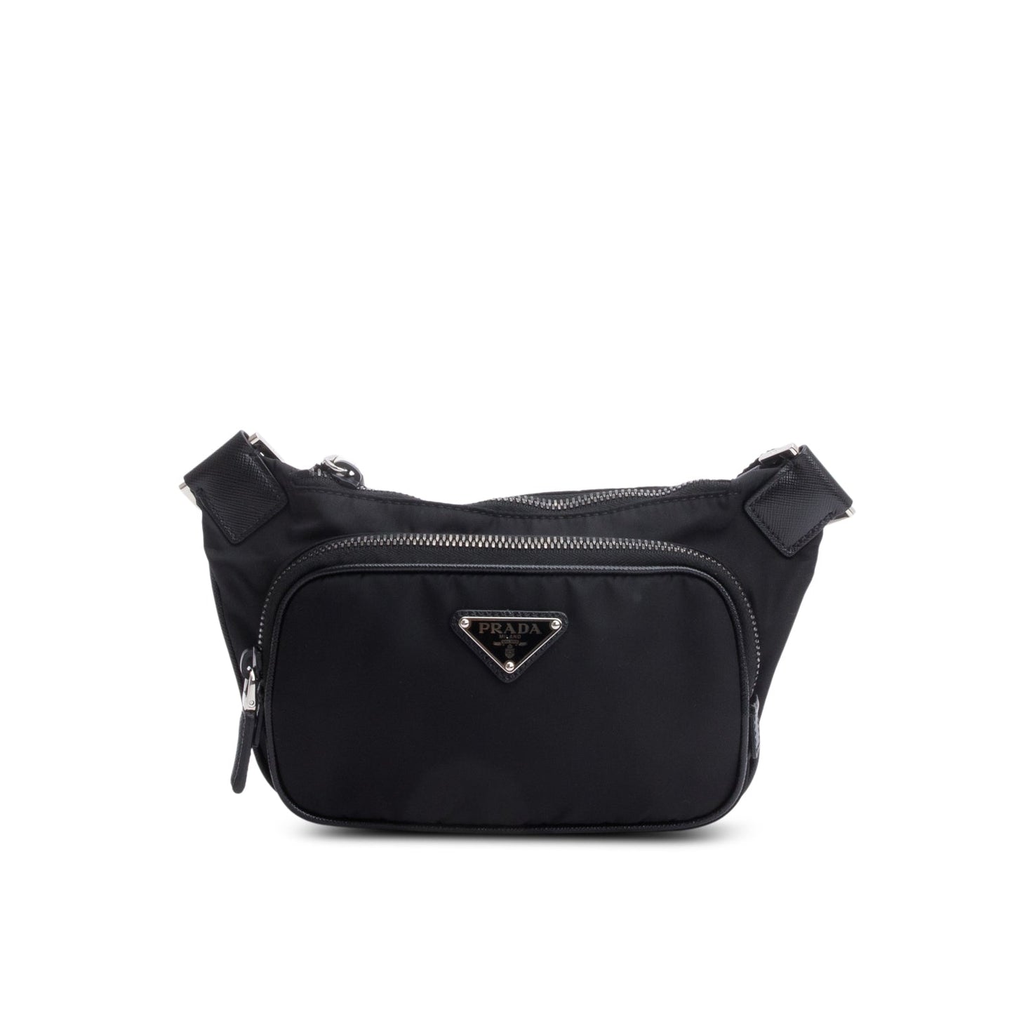 Prada Black Re-Nylon & Saffiano Leather Belt Bag