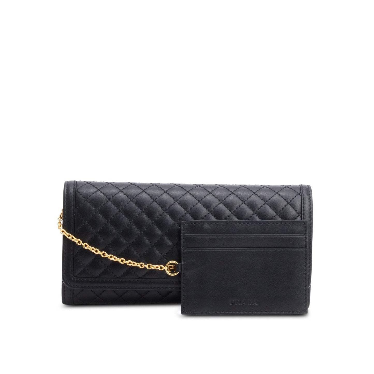 Prada Black Soft Calfskin Quilted Continental Wallet