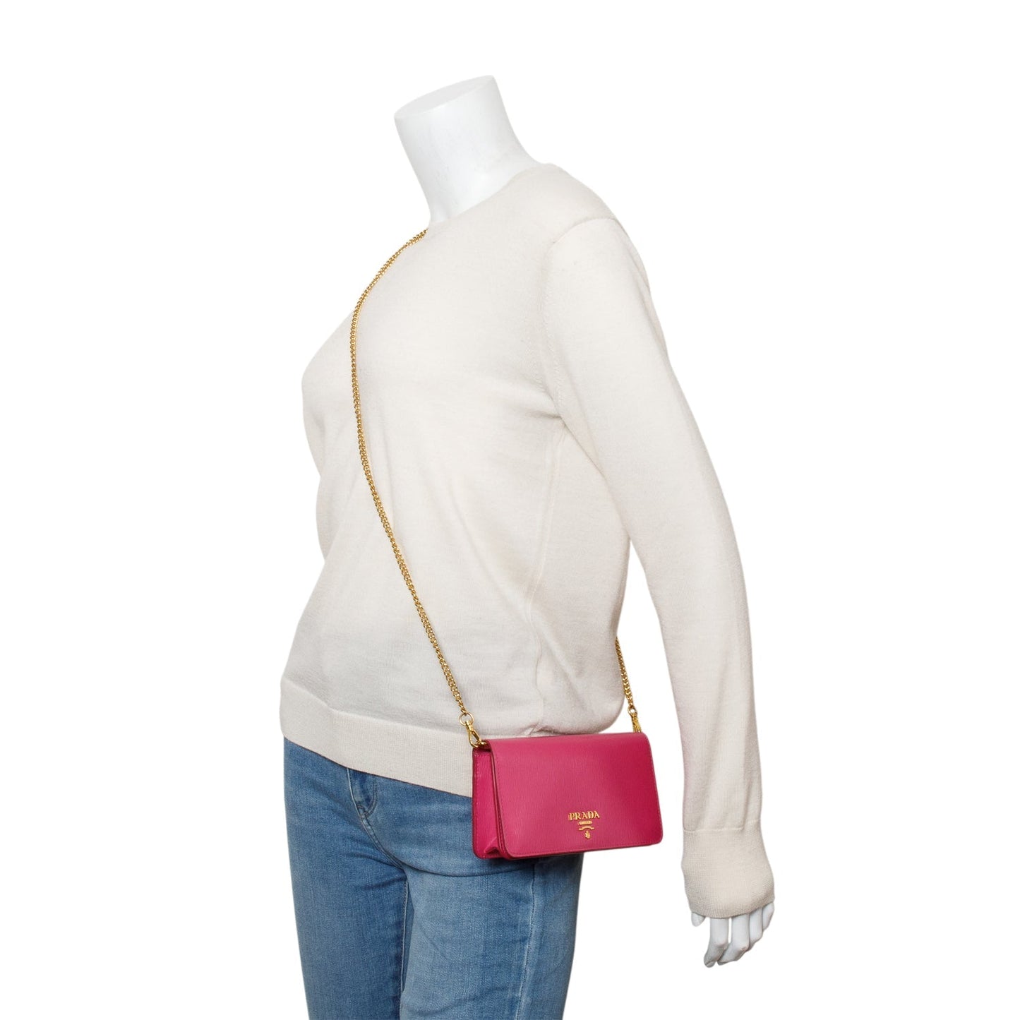 Prada Pink Vitello Move Wallet on Chain
